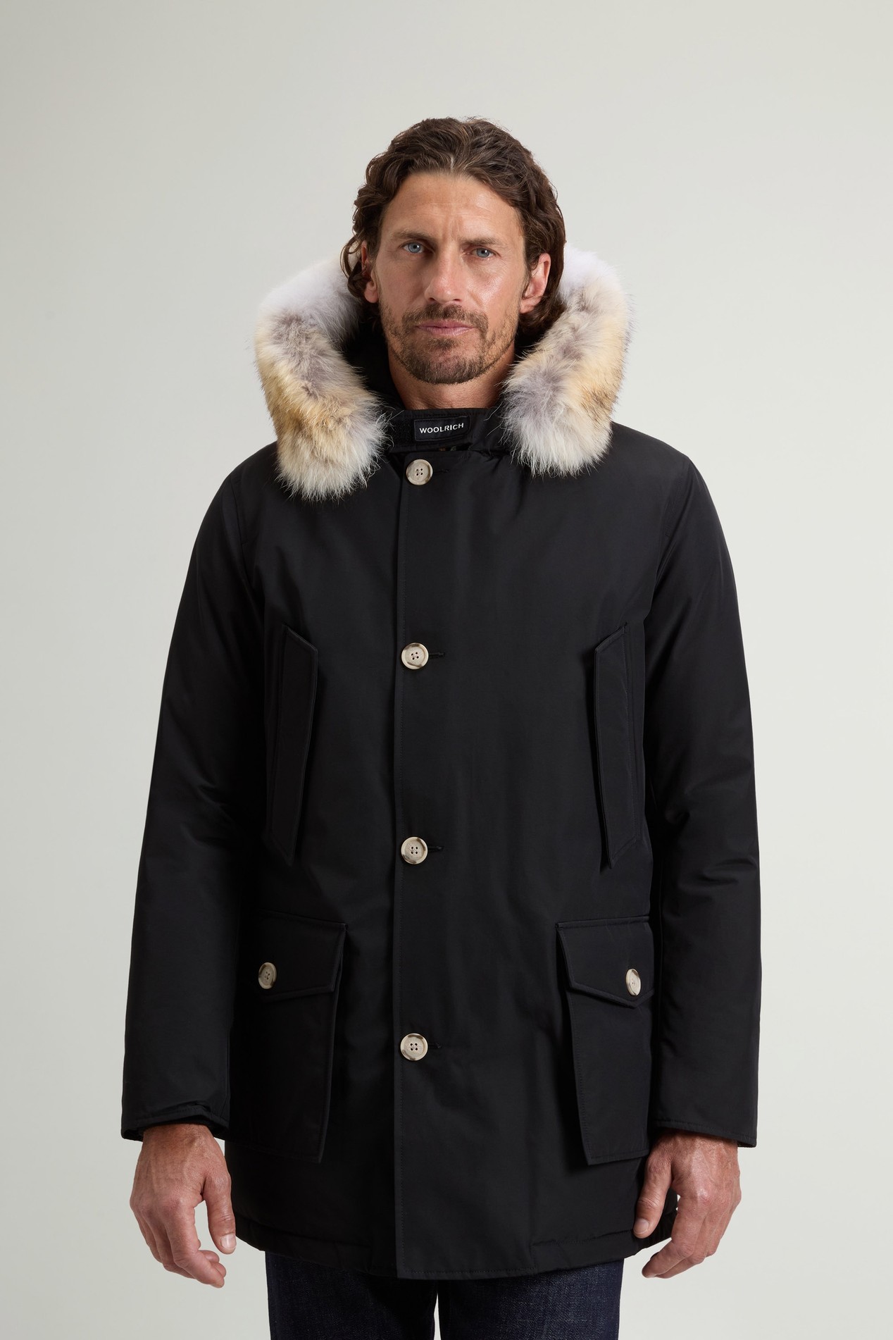 Arctic Parka in Ramar Cloth with Detachable Fur Trim Black photo 1 | Woolrich
