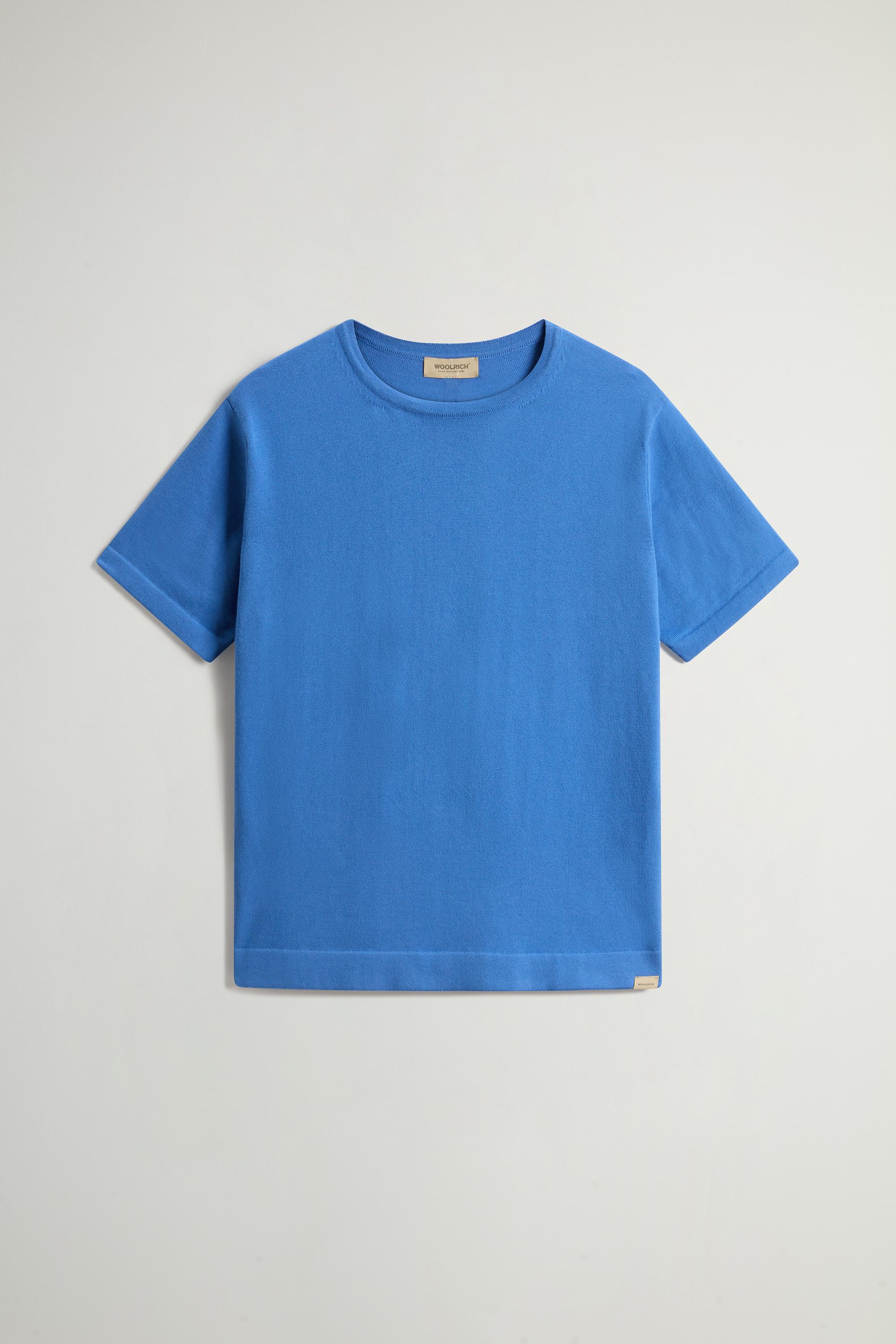 T-Shirt aus Strick aus reiner Baumwolle Blau photo 1 | Woolrich