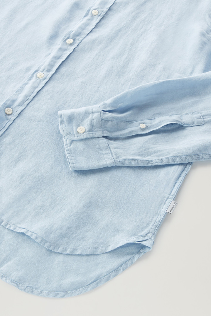 Garment-Dyed Pure Linen Shirt Blue photo 3 | Woolrich