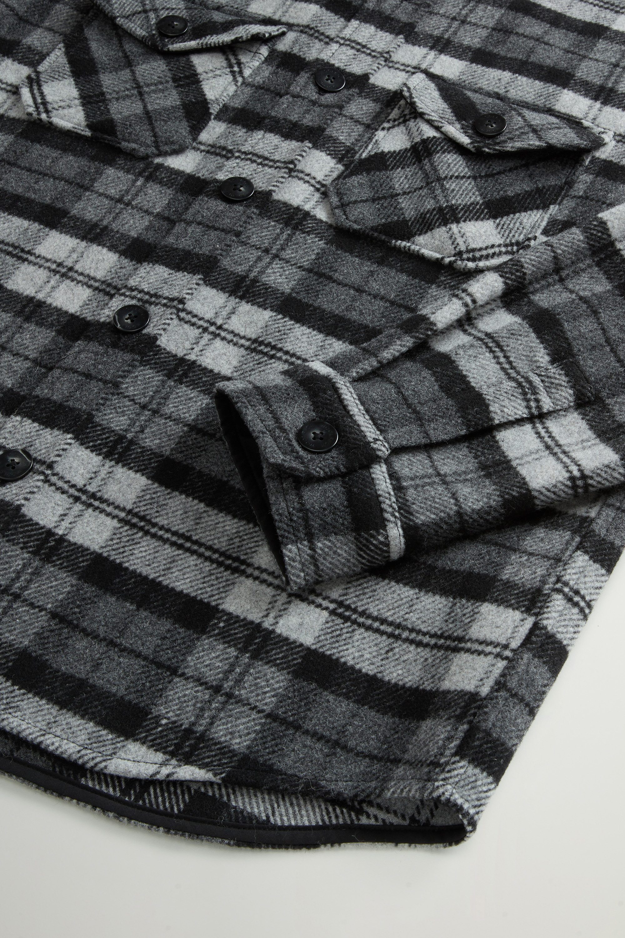 Wool-Blend Overshirt with Checked Pattern Gray photo 7 | Woolrich