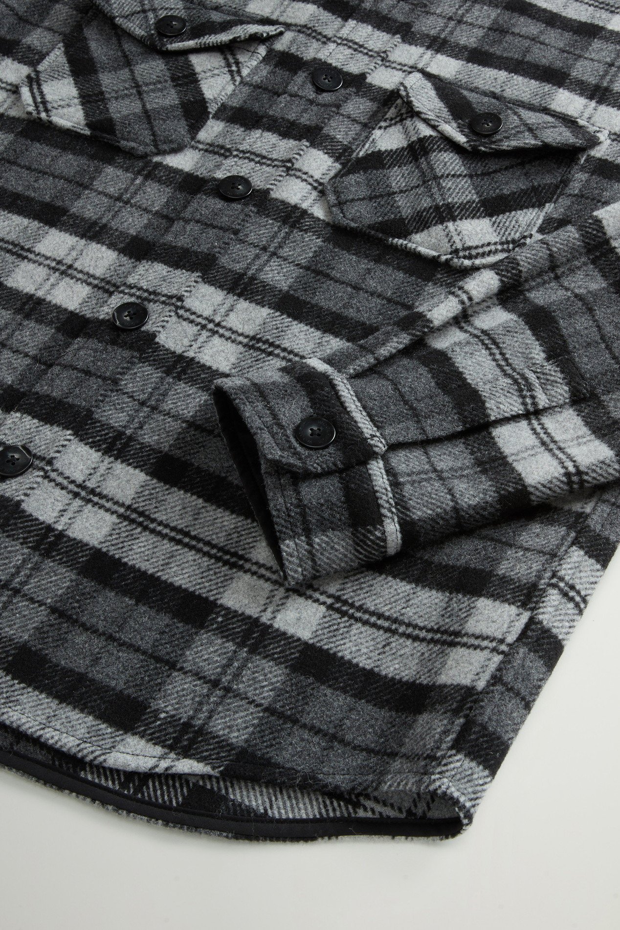 Wool-Blend Overshirt with Checked Pattern Gray photo 7 | Woolrich