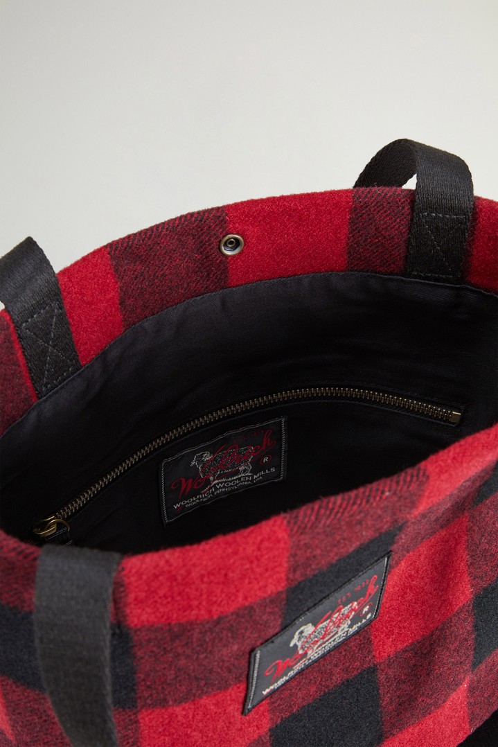 Medium Tote Bag in Checked Italian Wool Blend Red photo 6 | Woolrich
