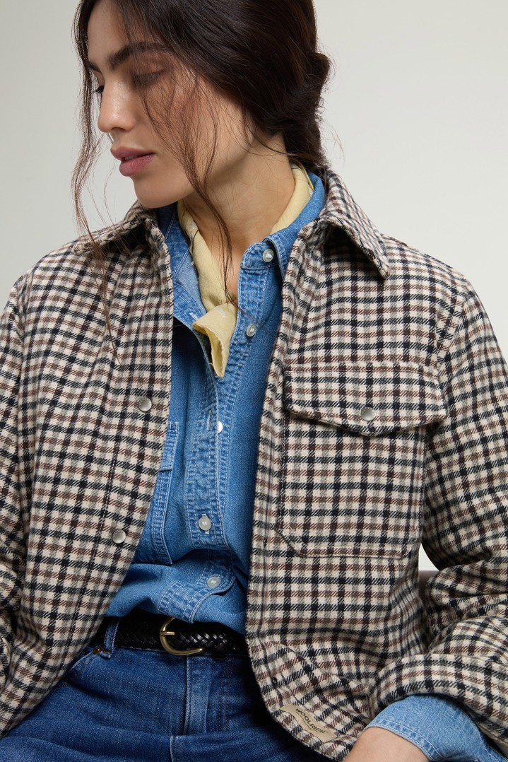 Alaskan Checked Overshirt in Padded Wool Blend Beige photo 4 | Woolrich