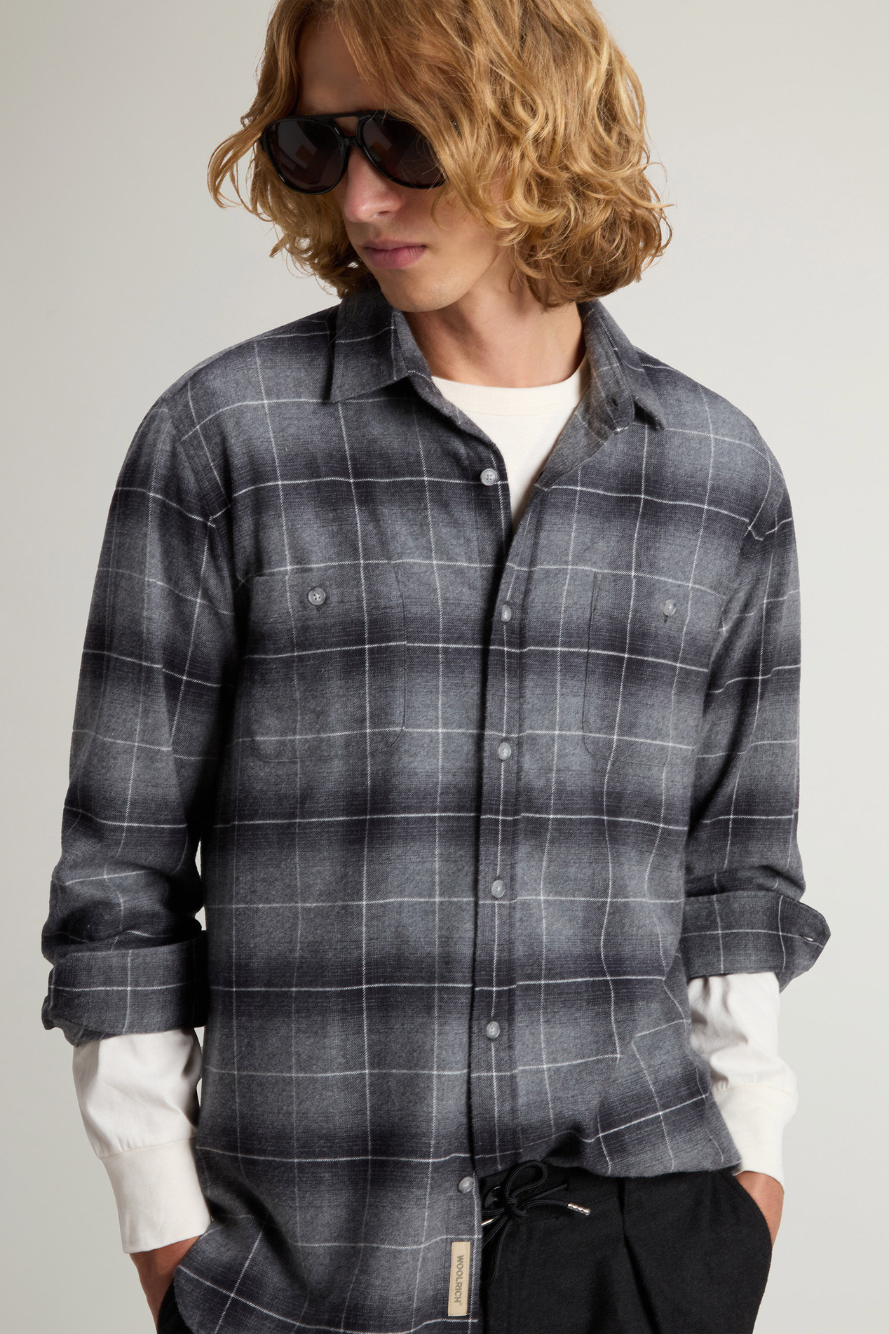 Pure Cotton Flannel Checked Shirt Gray photo 4 | Woolrich
