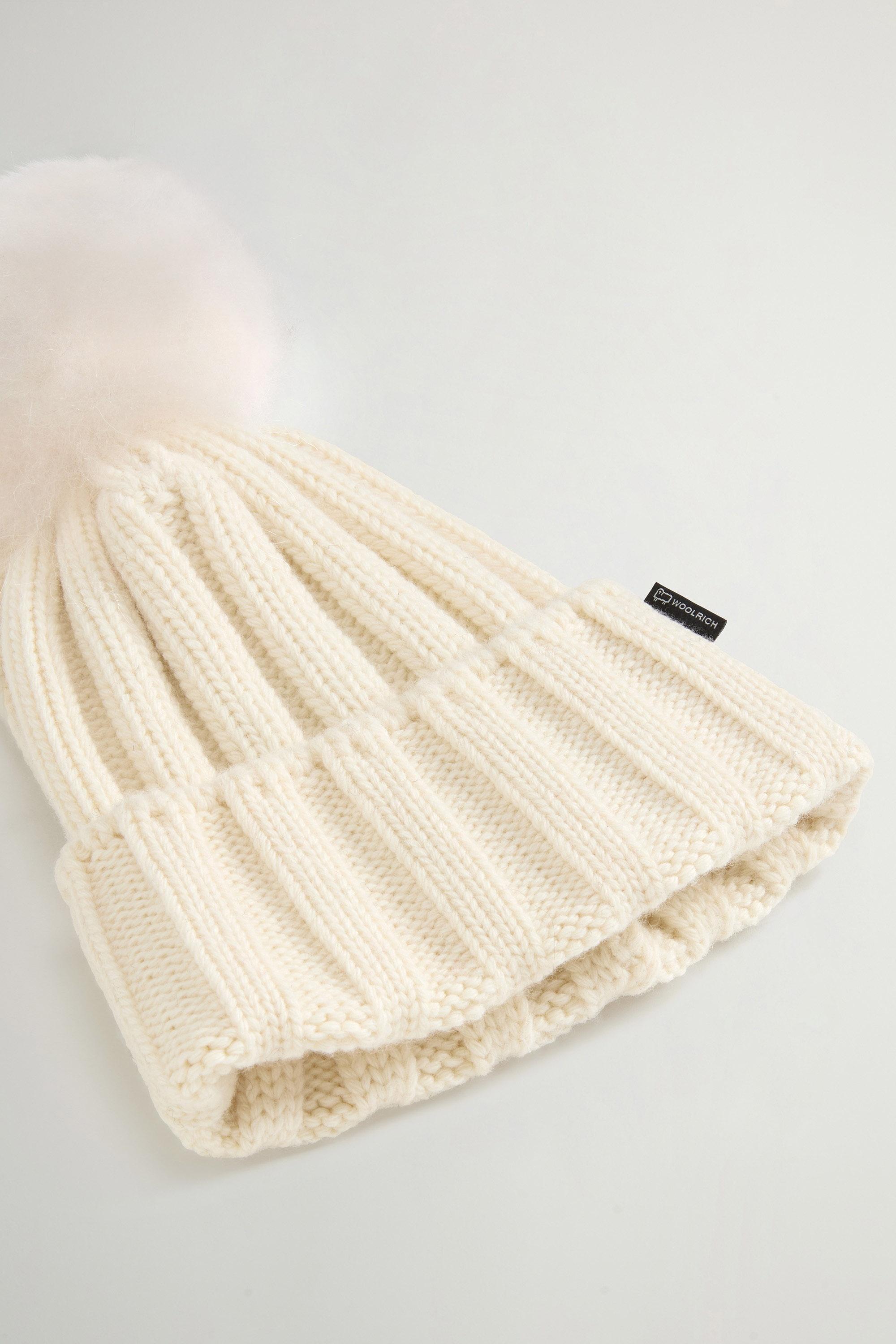 Girls’ Beanie in Pure Virgin Wool with Removable Pompon White photo 7 | Woolrich