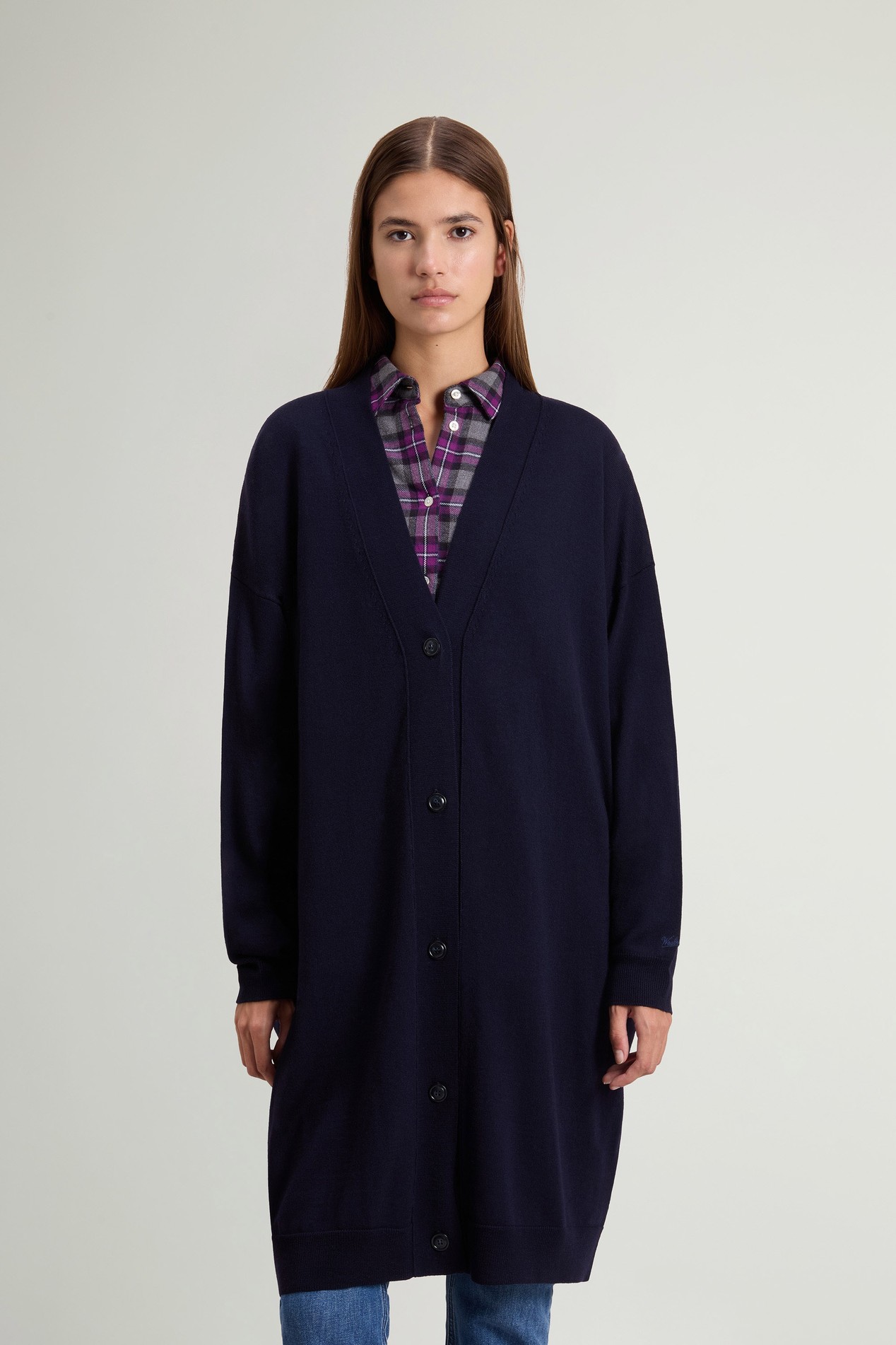 Long Cardigan in Pure Merino Virgin Wool Blue photo 1 | Woolrich