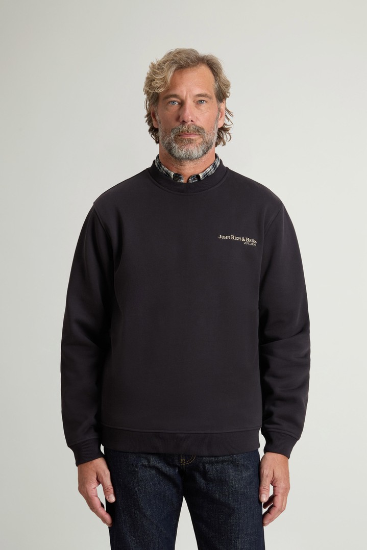Crewneck Sweatshirt in Cotton Blend with Print Black photo 1 | Woolrich