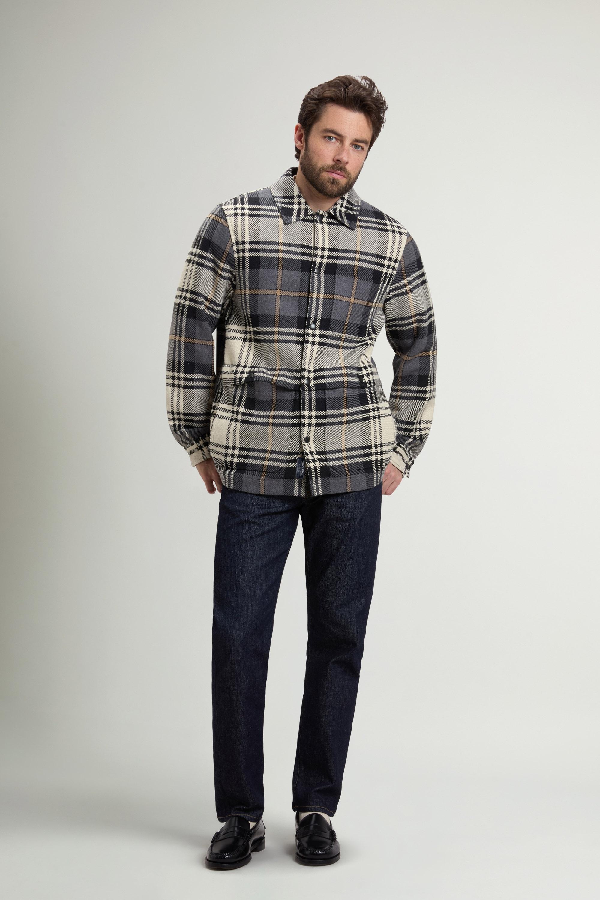 Checked Overshirt in Cotton Blend Gray photo 1 | Woolrich