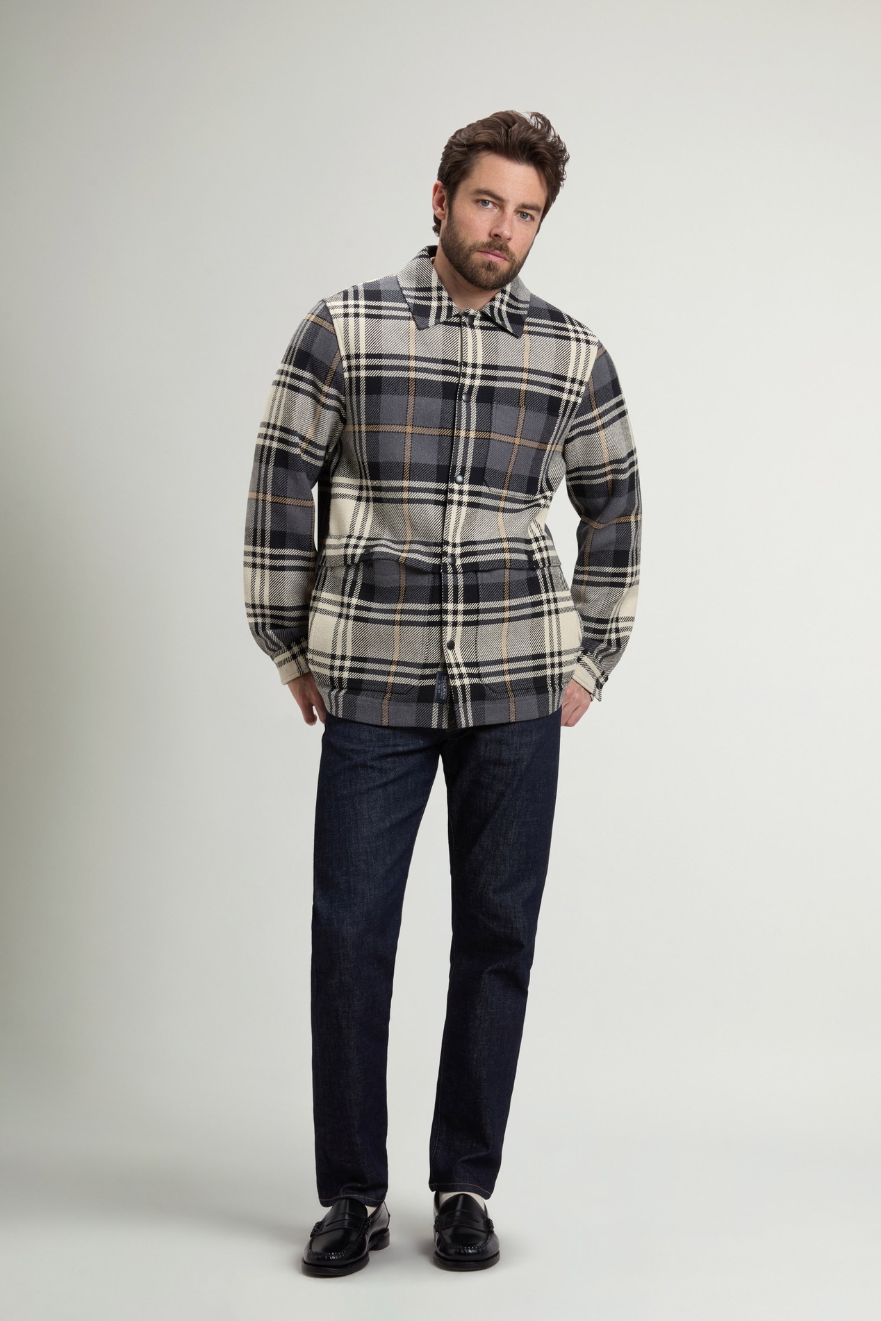 Checked Overshirt in Cotton Blend Gray photo 2 | Woolrich