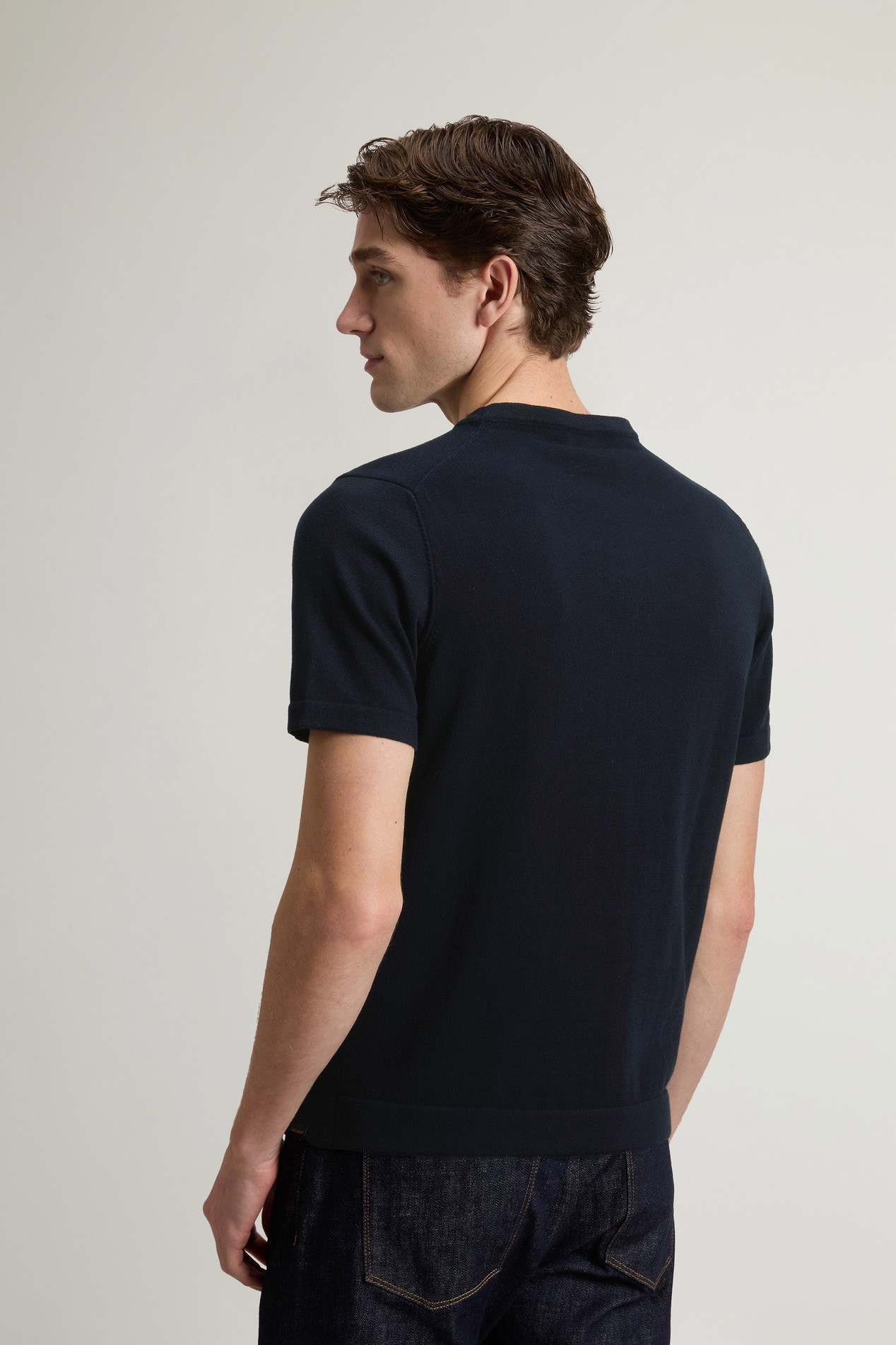Short-Sleeved Pure Cotton Sweater Blue photo 3 | Woolrich