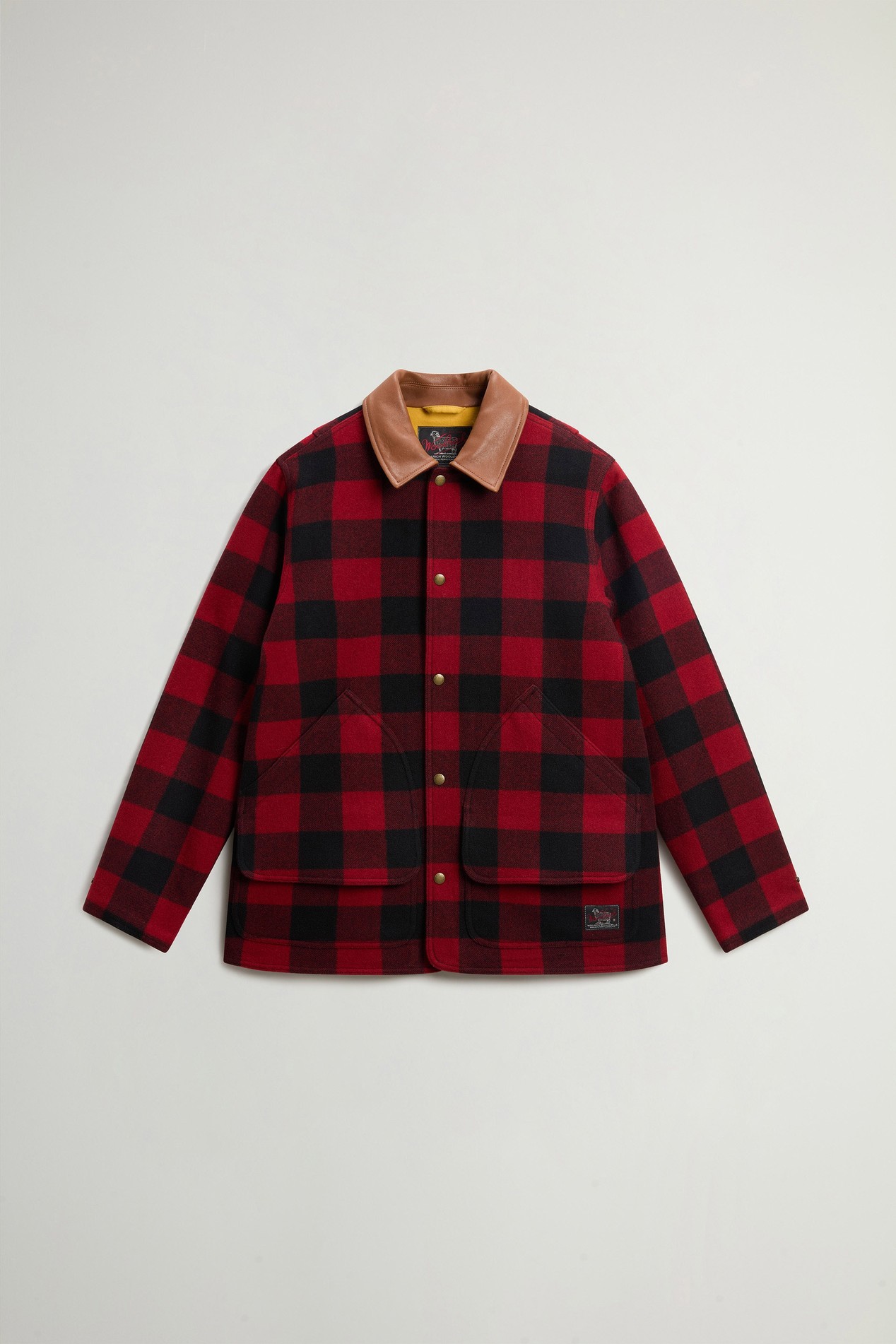 Manteau Barn à carreaux en laine mélangée Rouge photo 1 | Woolrich
