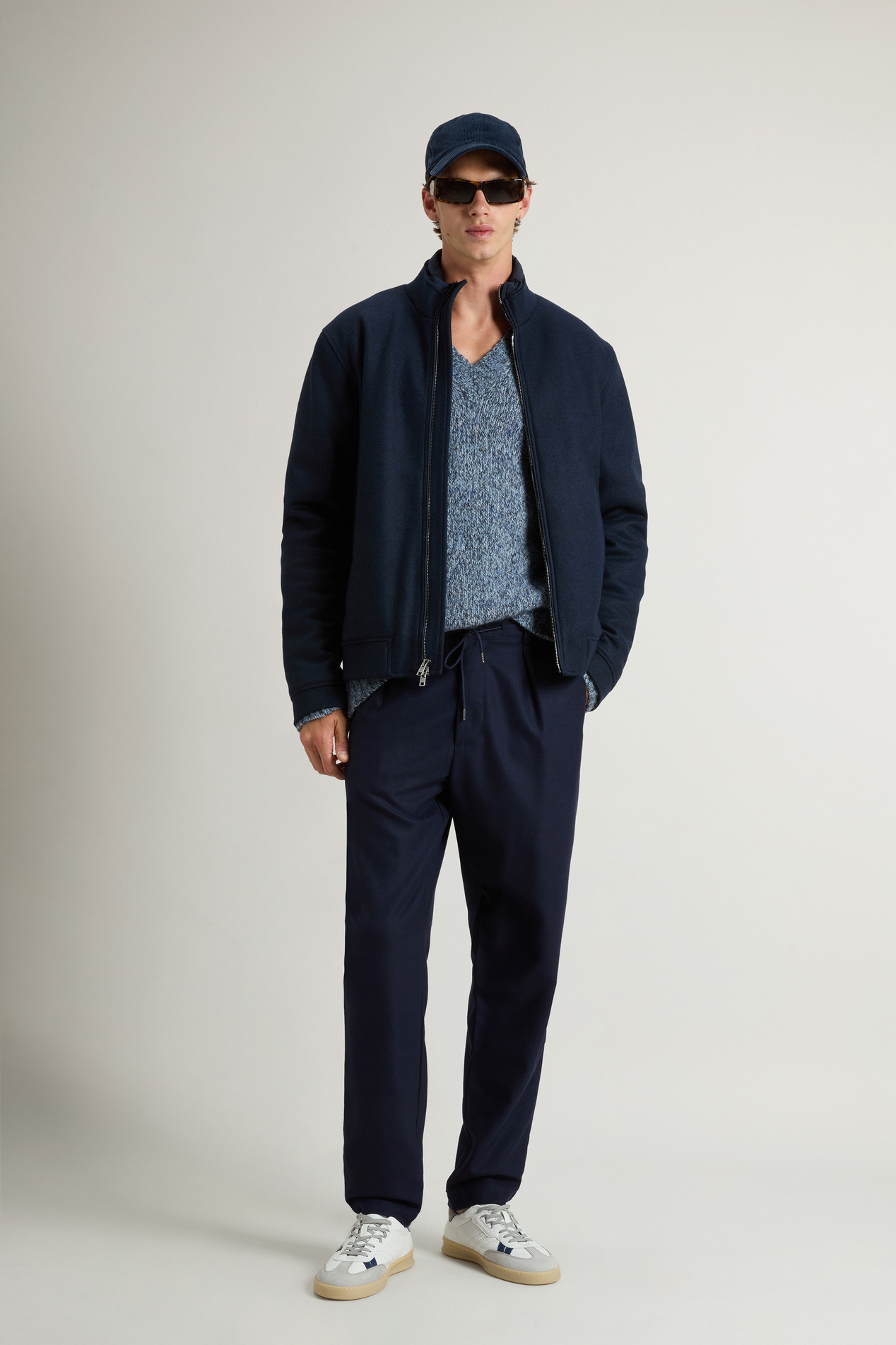 Lewis Bomber Jacket in Wool and Cotton Blend Blue photo 2 | Woolrich
