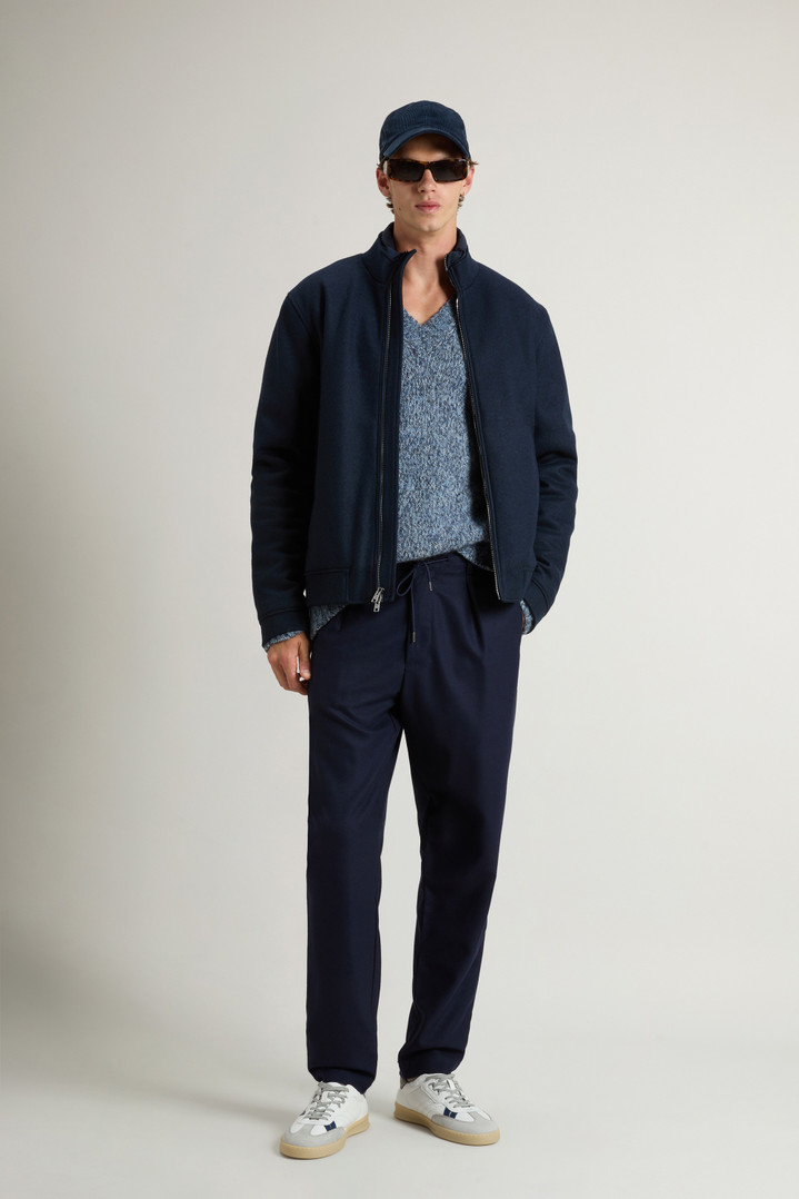 Lewis Bomber Jacket in Wool and Cotton Blend Blue photo 2 | Woolrich