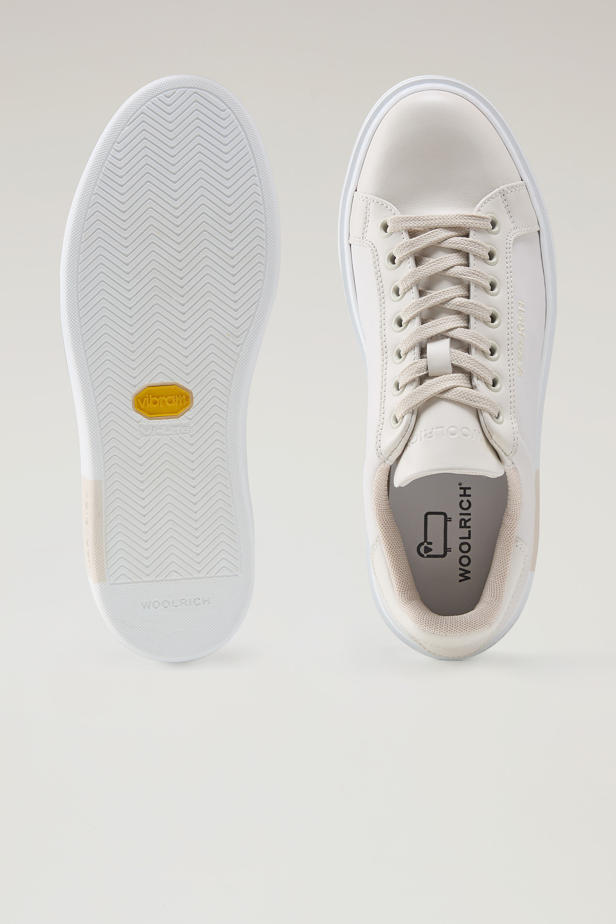 Classic Court Sneakers in Technical Fabric with Leather Trim Beige photo 4 | Woolrich