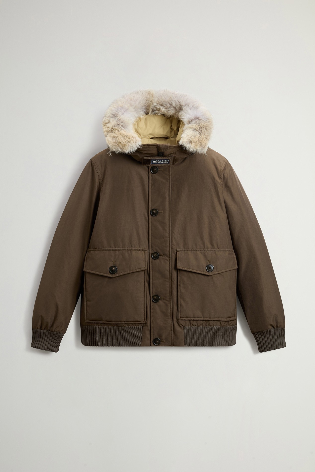 Padded Polar bomber jacket in Ramar Cloth with hood Green photo 5 | Woolrich