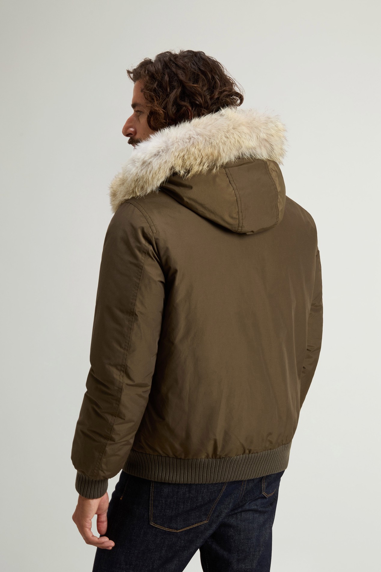 Padded Polar bomber jacket in Ramar Cloth with hood Green photo 3 | Woolrich