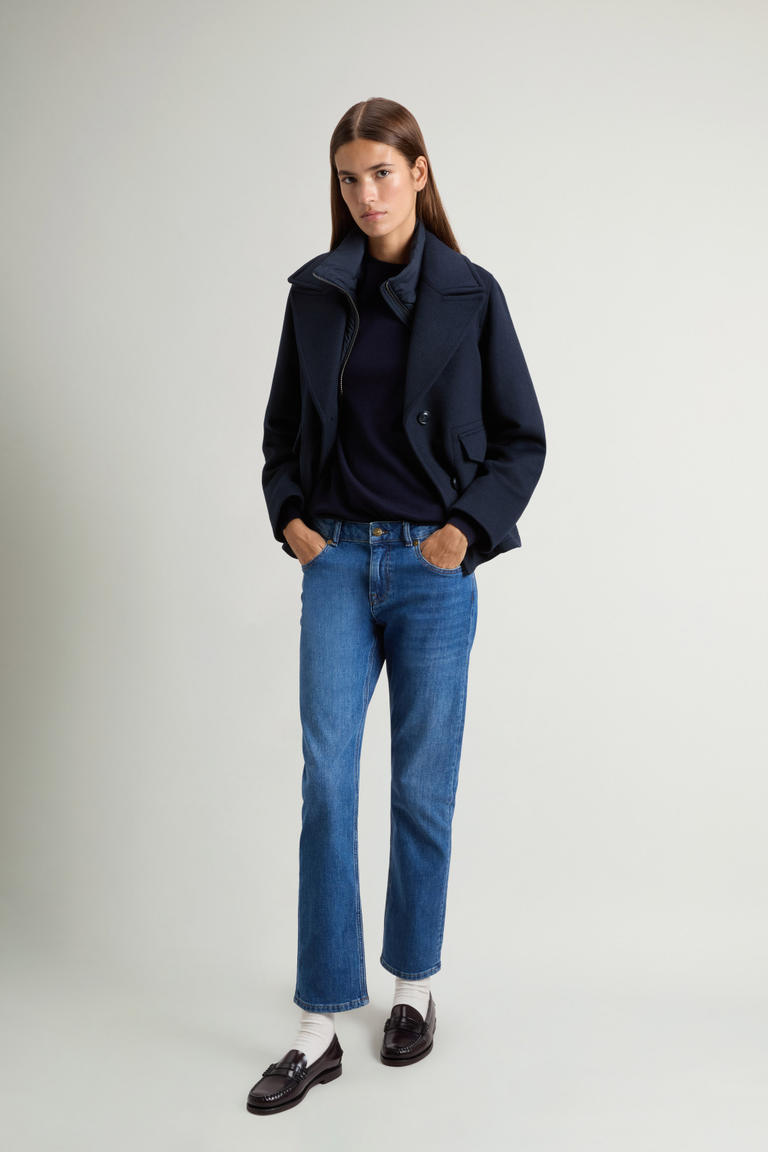 2-in-1 Pea Coat in Melton Wool Blend Blue photo 1 | Woolrich