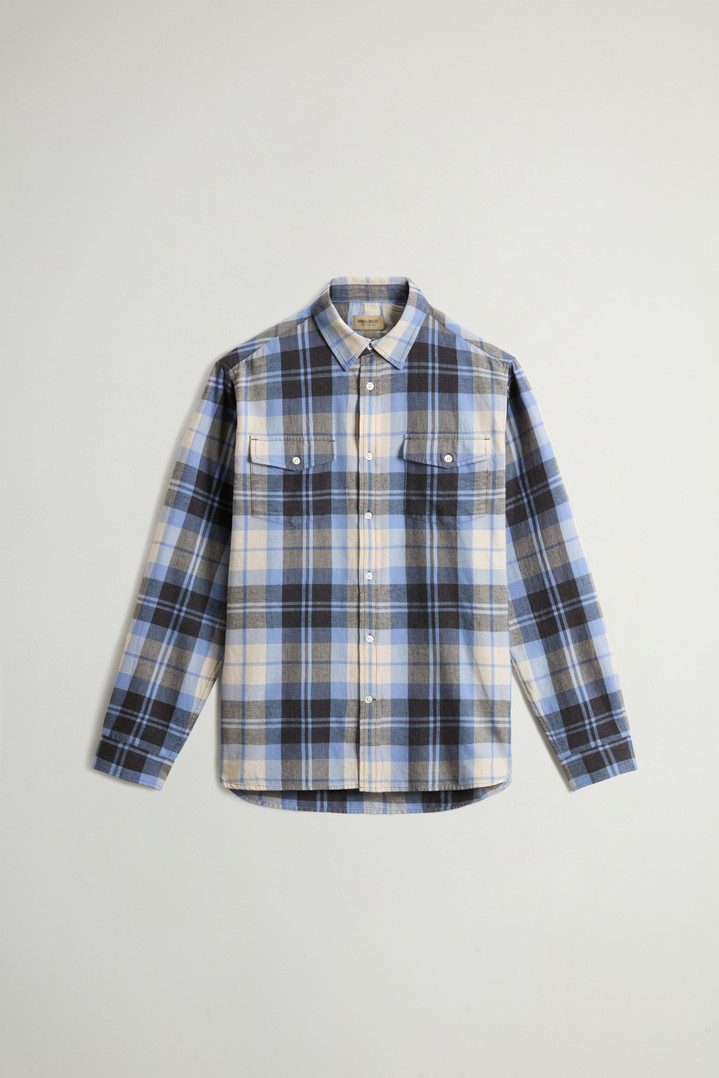 Pure Madras Cotton Flannel Checked Shirt Blue photo 5 | Woolrich