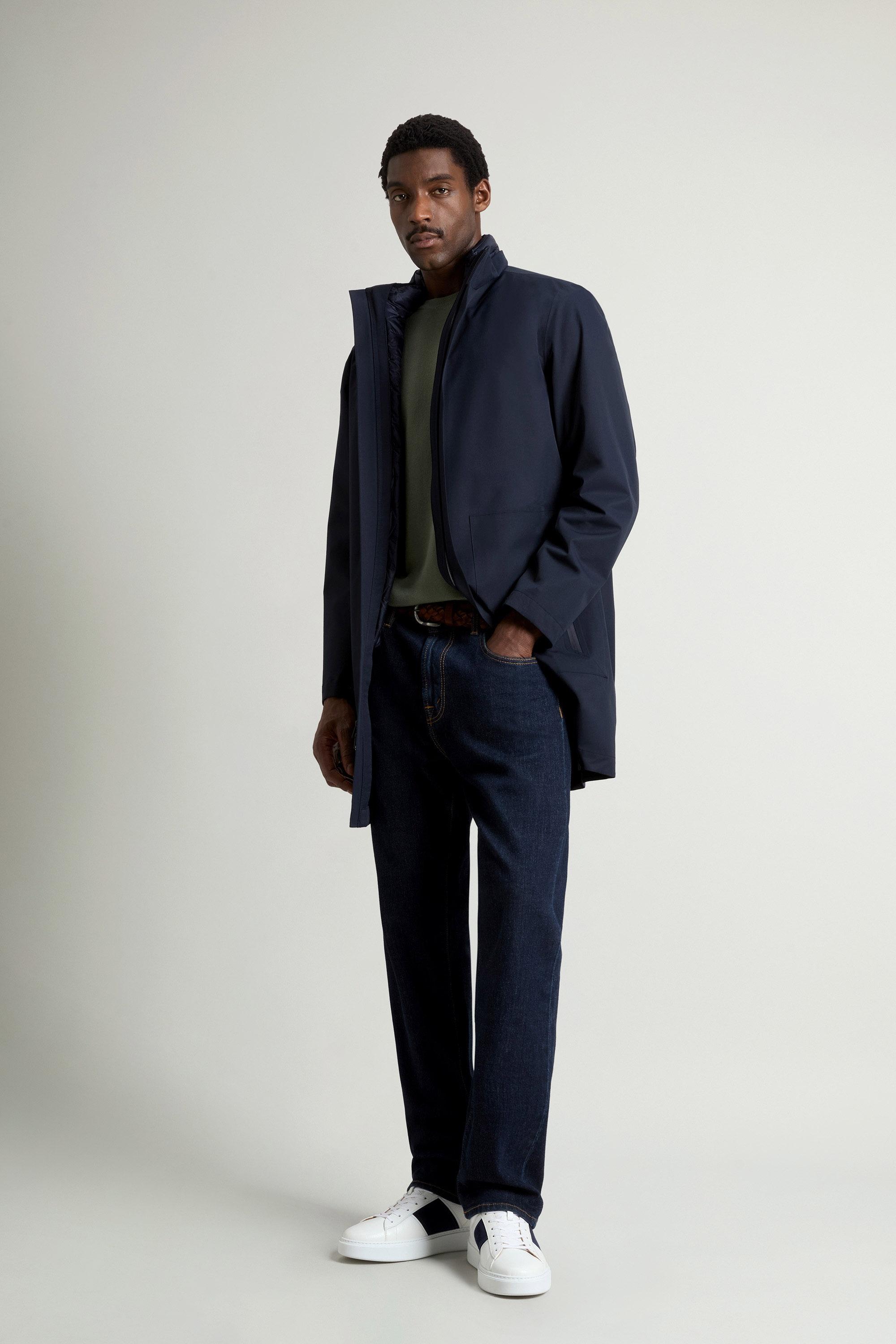 2-In-1 Overcoat in Two-Layered Fabric Blue photo 1 | Woolrich