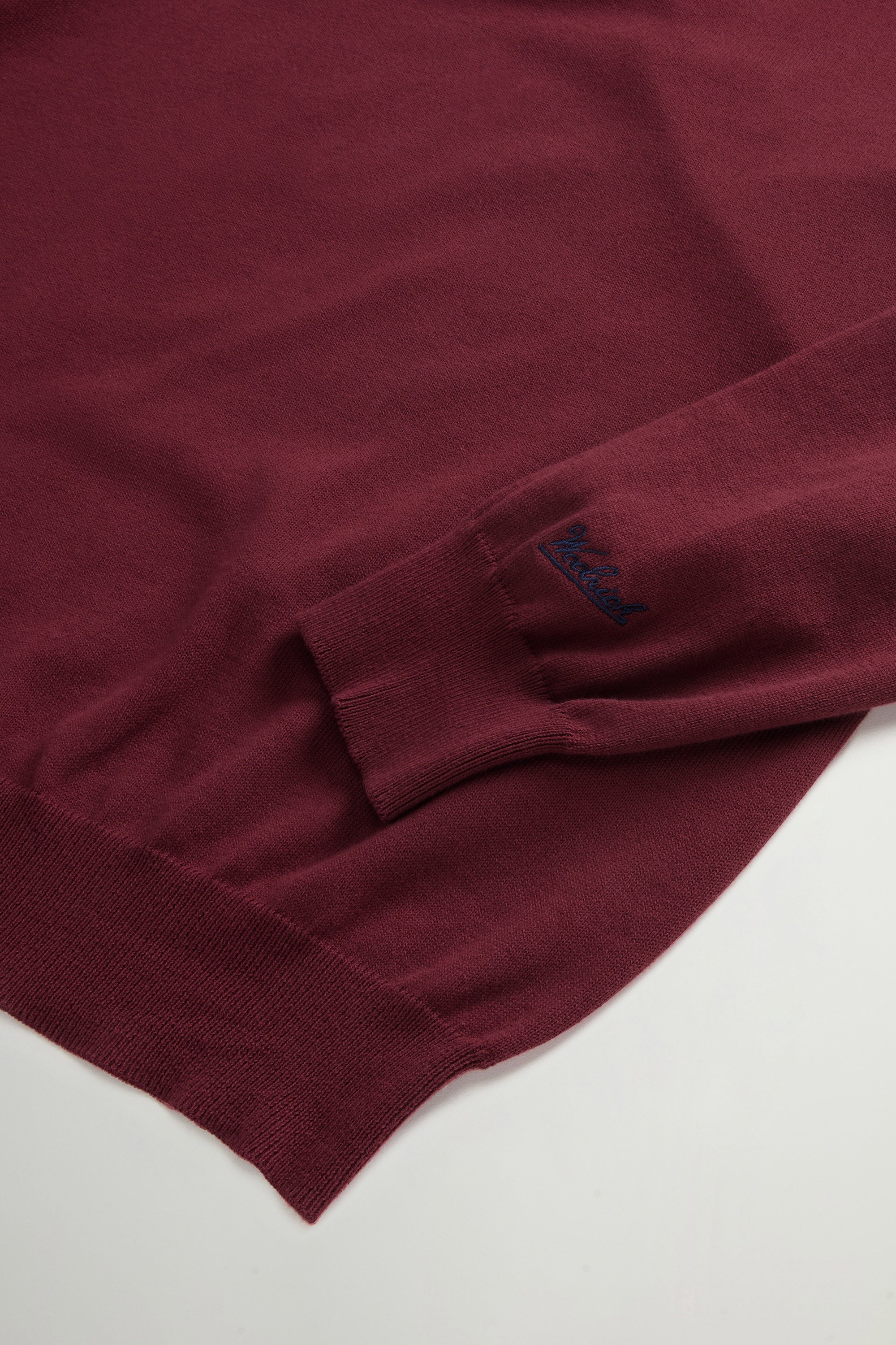 Crewneck Sweater in Pure Cotton with Embroidered Logo Burgundy photo 6 | Woolrich