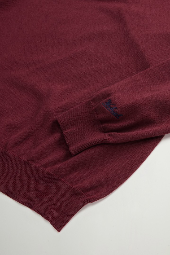 Crewneck Sweater in Pure Cotton with Embroidered Logo Burgundy photo 6 | Woolrich