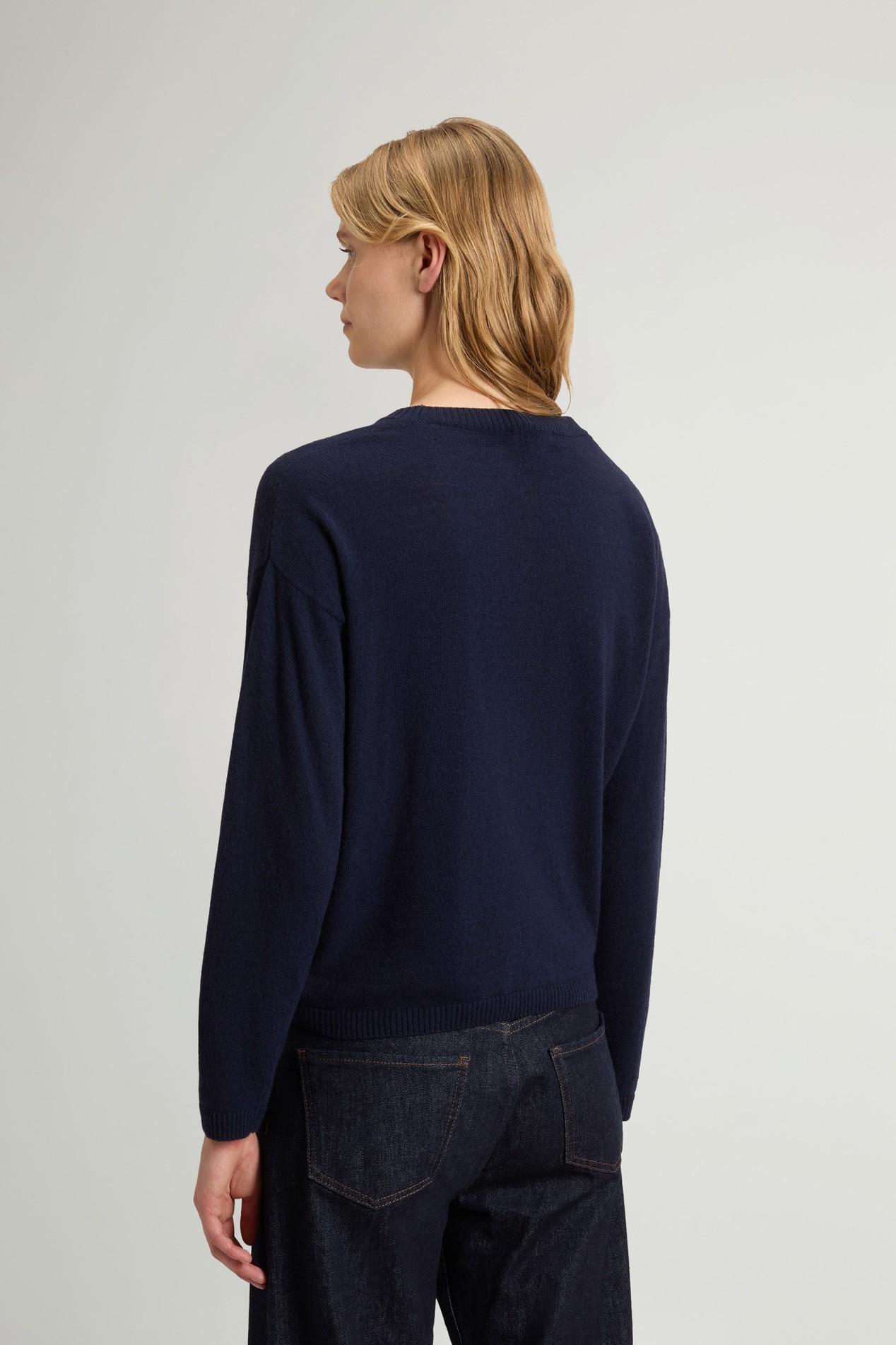 Crewneck Sweater in Wool and Cashmere Blend Blue photo 3 | Woolrich