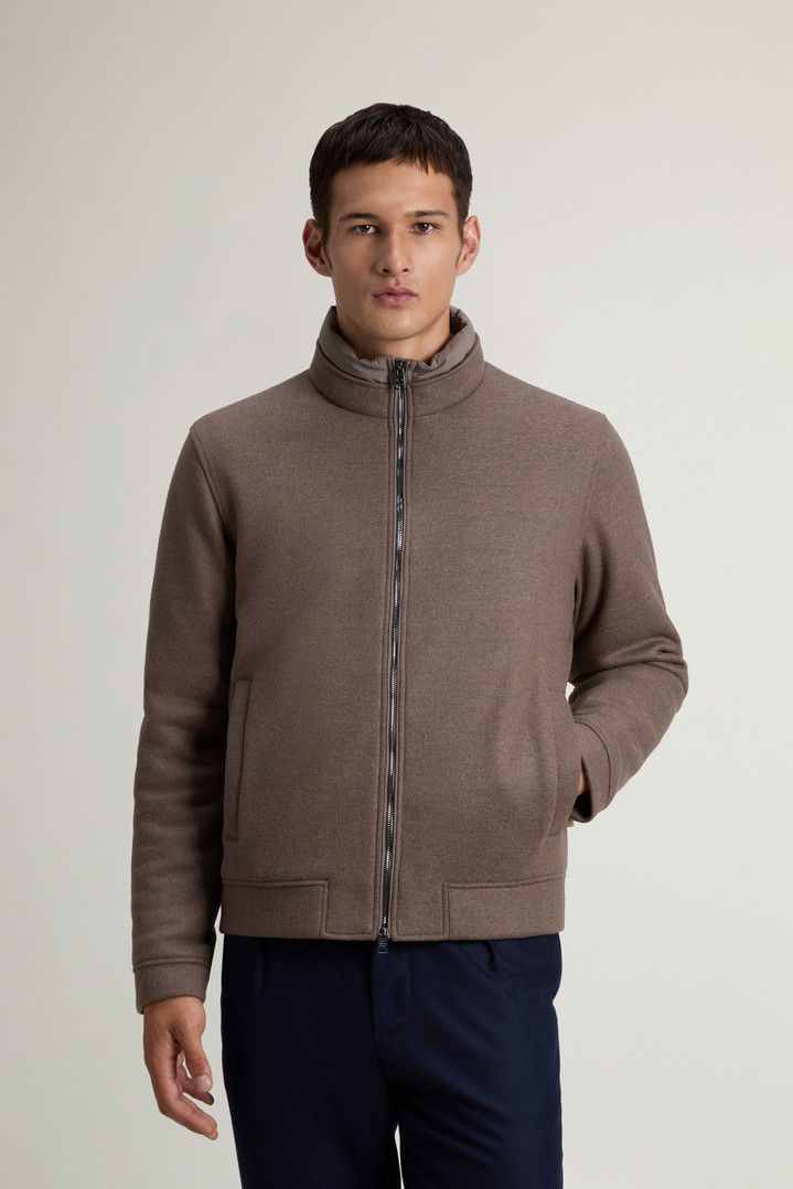 Lewis Bomber Jacket in Wool and Cotton Blend Brown photo 1 | Woolrich