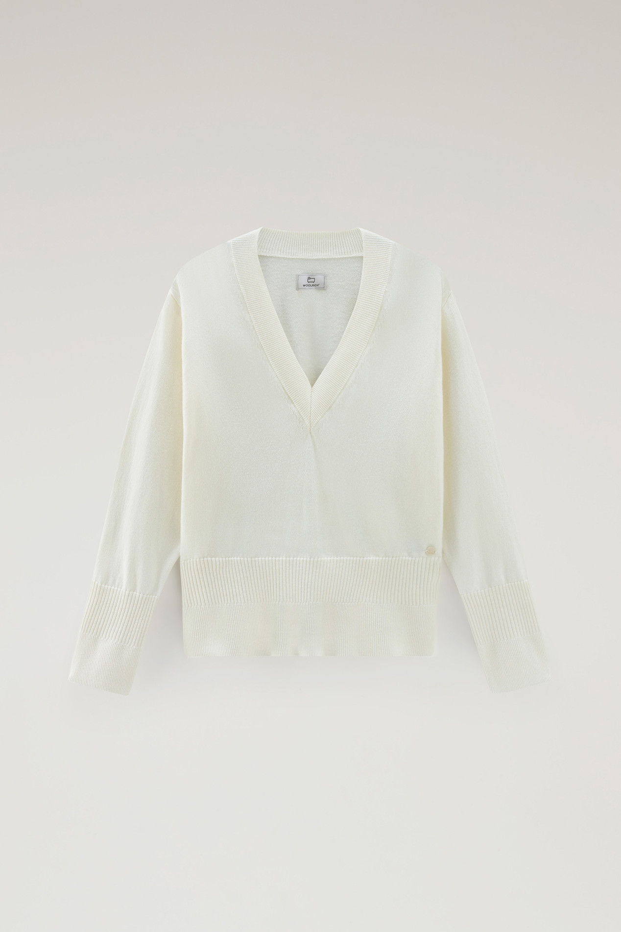 V-Neck Sweater in Cotton and Cashmere White photo 1 | Woolrich