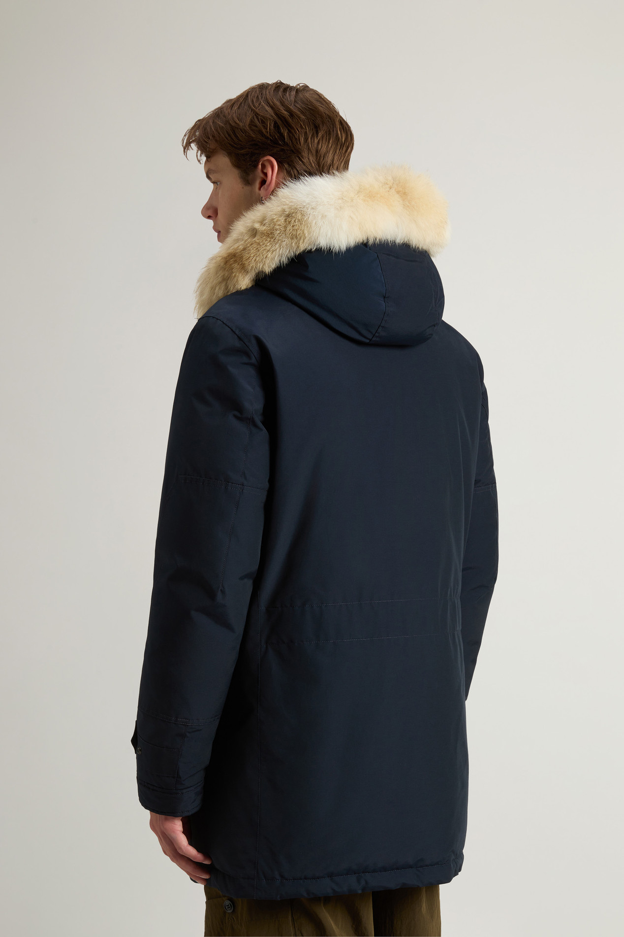 Polar Parka in Ramar Cloth with High Collar and Fur Trim Blue photo 3 | Woolrich