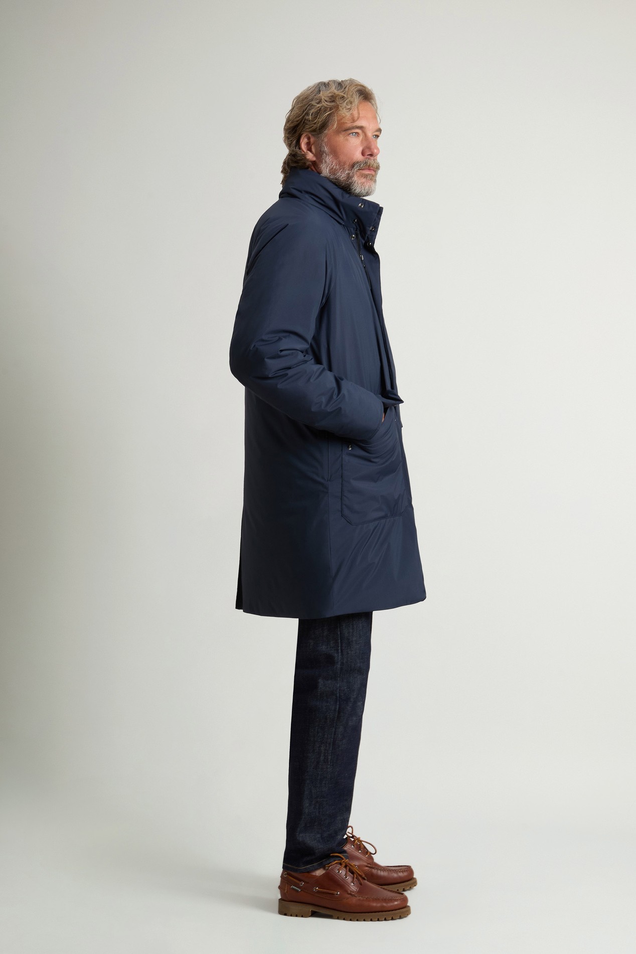 Coat in Light Micro Ripstop with Removable Hood Blue photo 2 | Woolrich