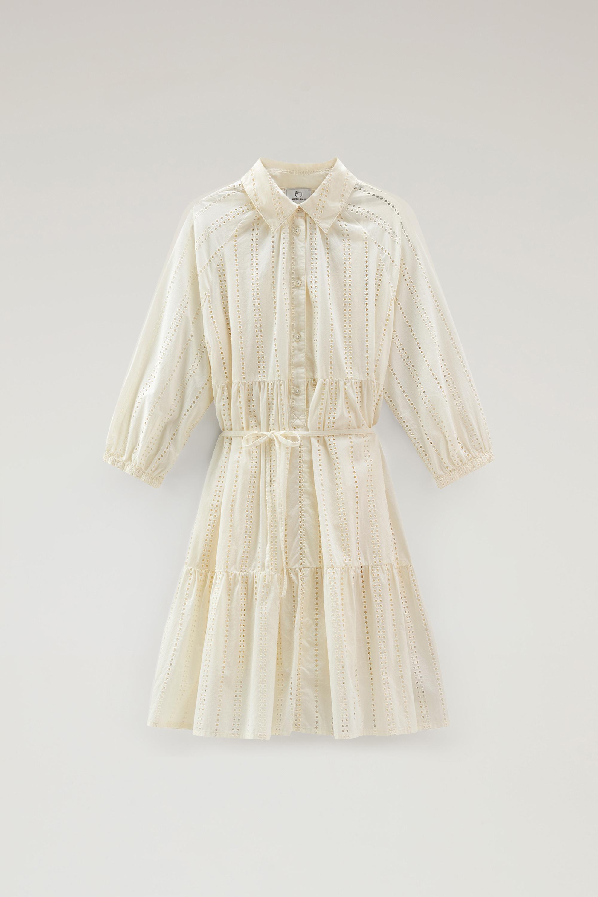 Embroidered Pure Cotton Short Dress White photo 1 | Woolrich