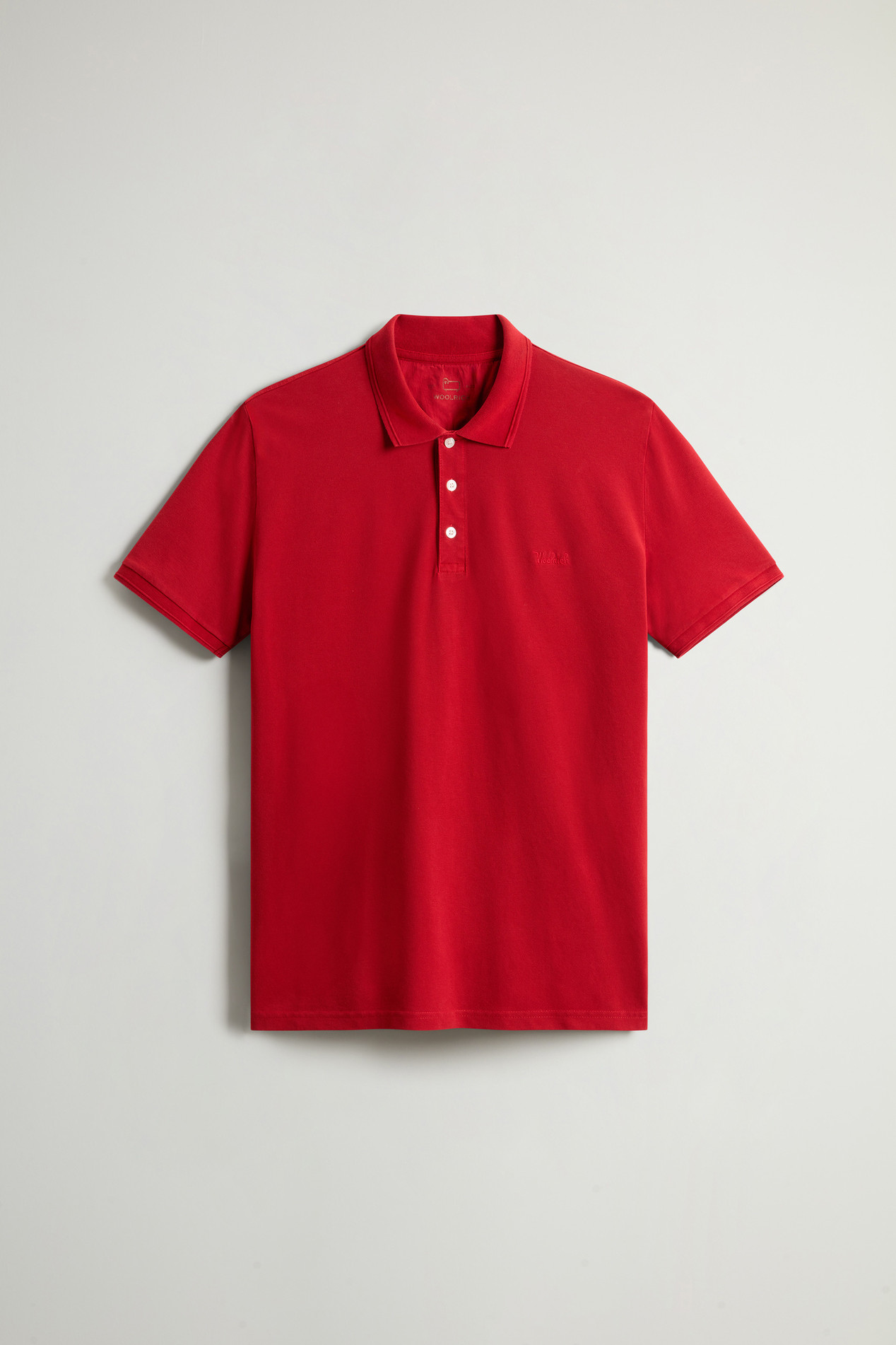 Garment-Dyed Mackinack Polo in Stretch Cotton Piquet Red photo 5 | Woolrich