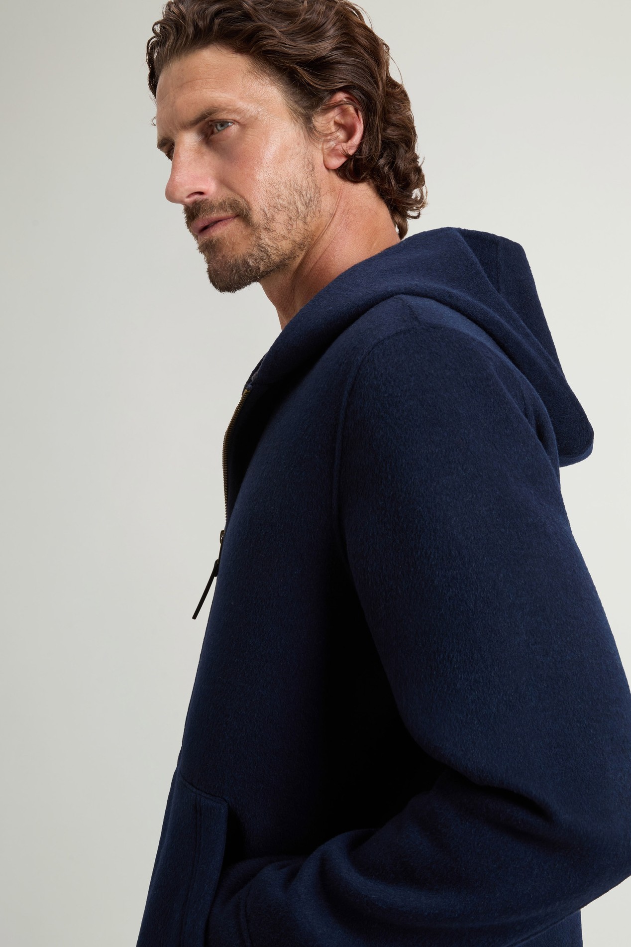 Wool-Blend Jacket with Hood and Zipper Blue photo 4 | Woolrich
