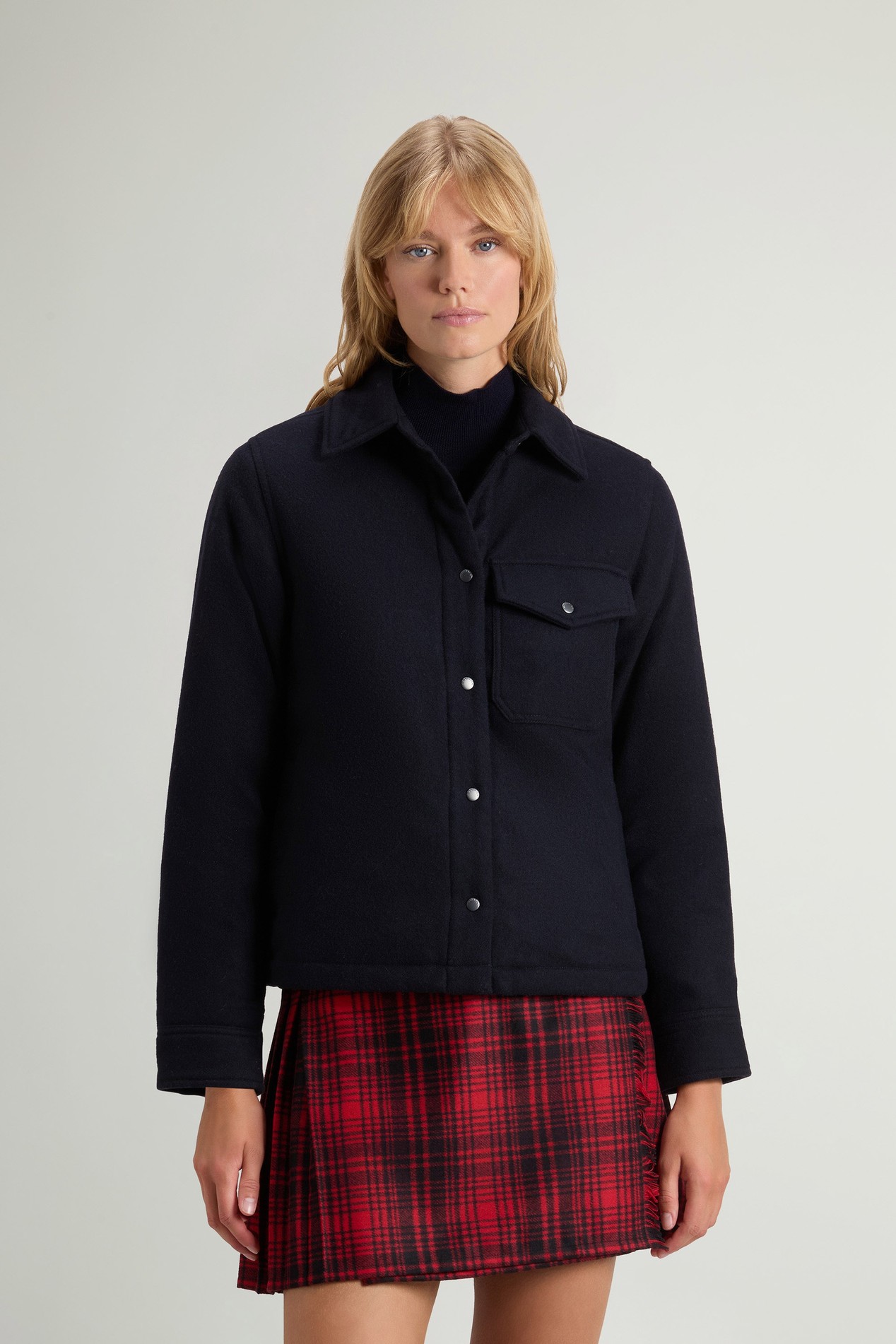 Padded Alaskan Overshirt in Recycled Italian Wool Blend Blue photo 1 | Woolrich