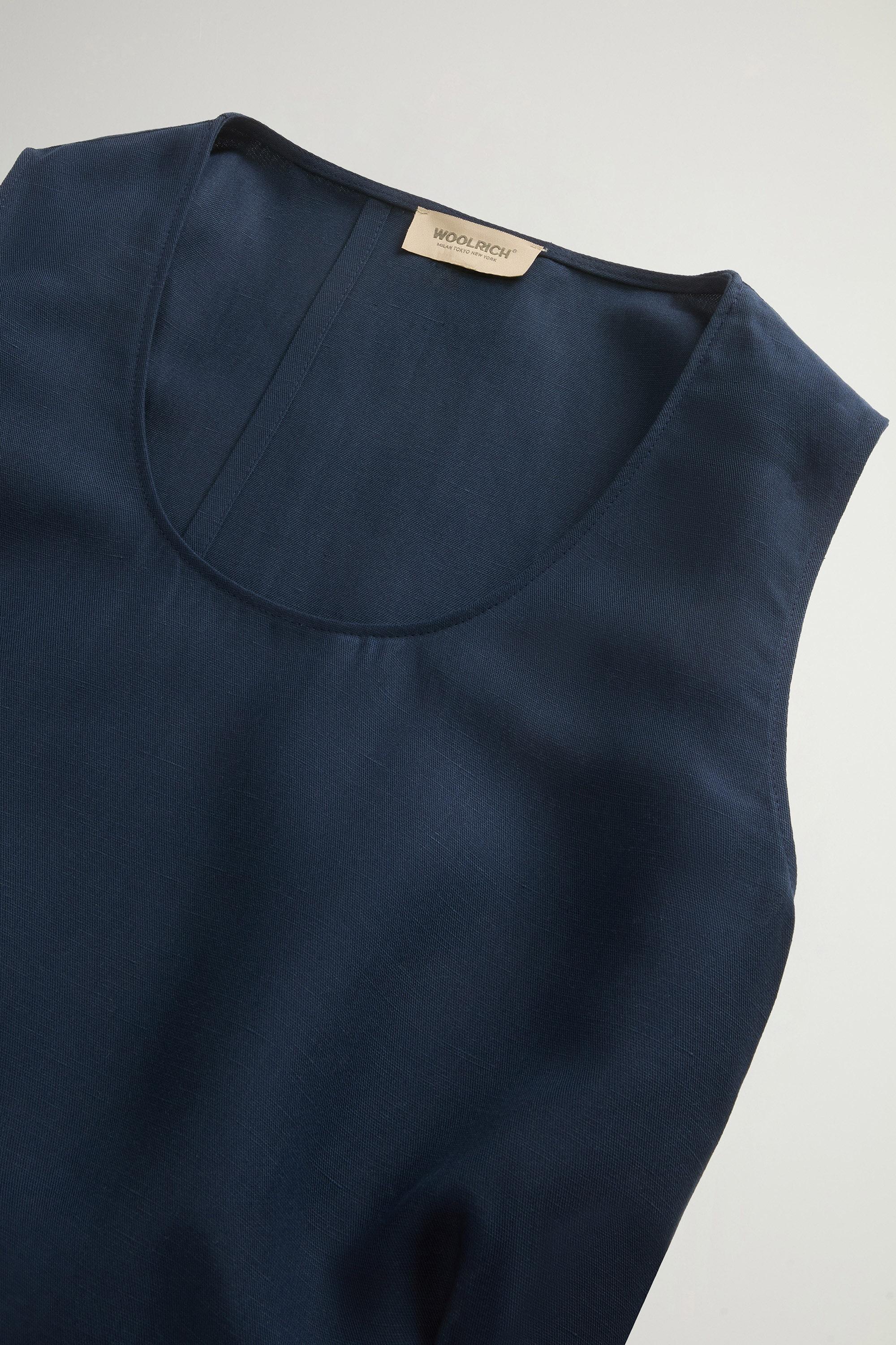 Sleeveless Dress in Linen Blend with Belt Blue photo 6 | Woolrich