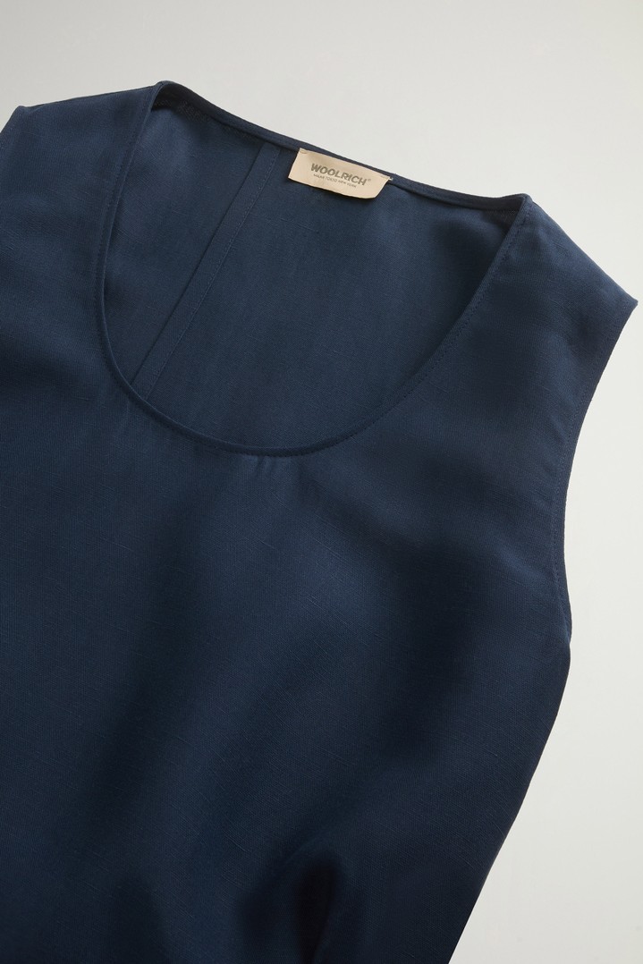 Sleeveless Dress in Linen Blend with Belt Blue photo 6 | Woolrich