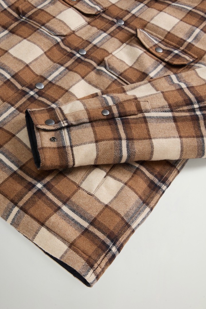 Alaskan Check Overshirt in Recycled Italian Wool Blend Brown photo 7 | Woolrich