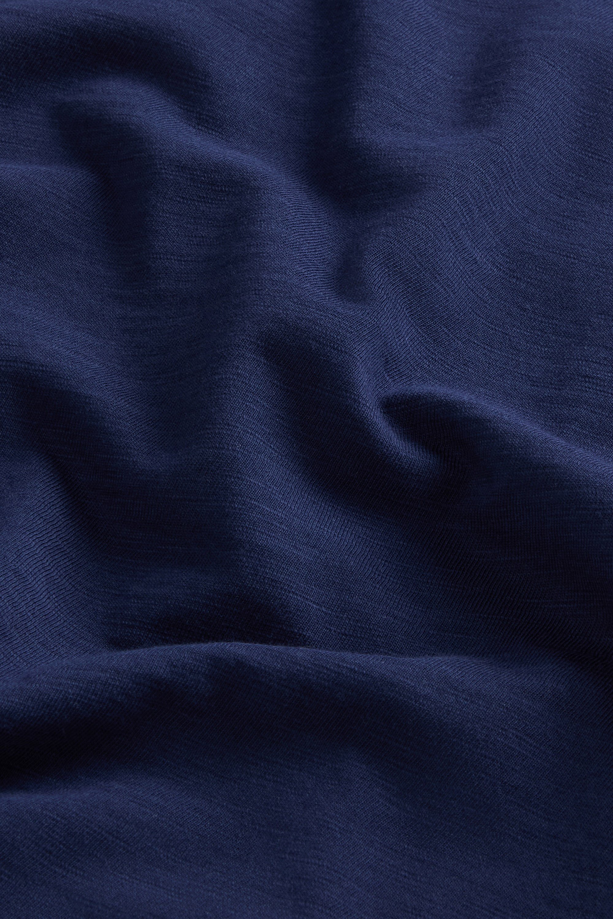 V-Neck T-Shirt in Pure Cotton Slub Fabric Blue photo 2 | Woolrich