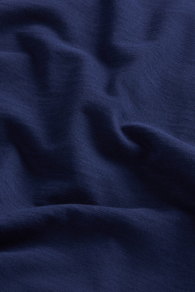 V-Neck T-Shirt in Pure Cotton Slub Fabric Blue photo 2 | Woolrich