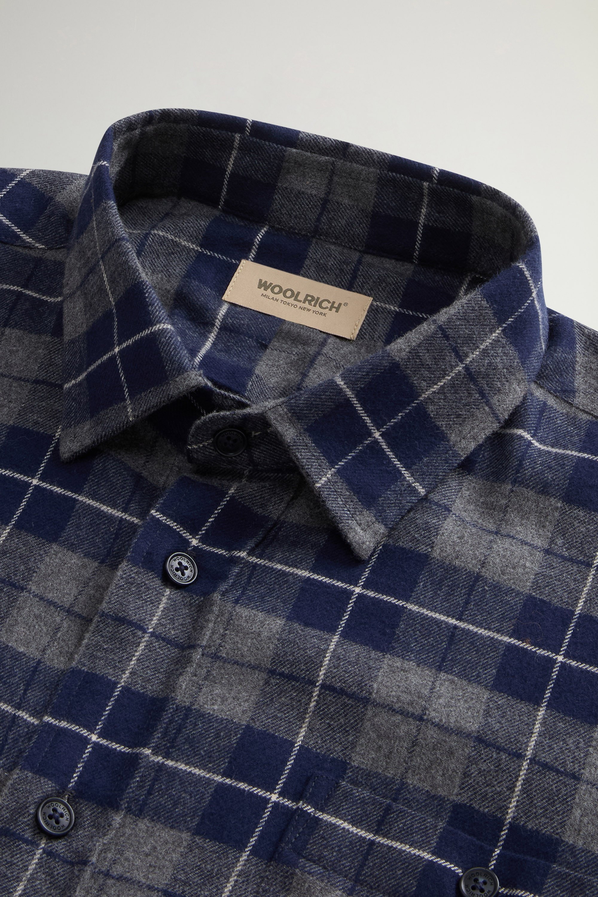 Pure Cotton Flannel Checked Shirt Blue photo 6 | Woolrich