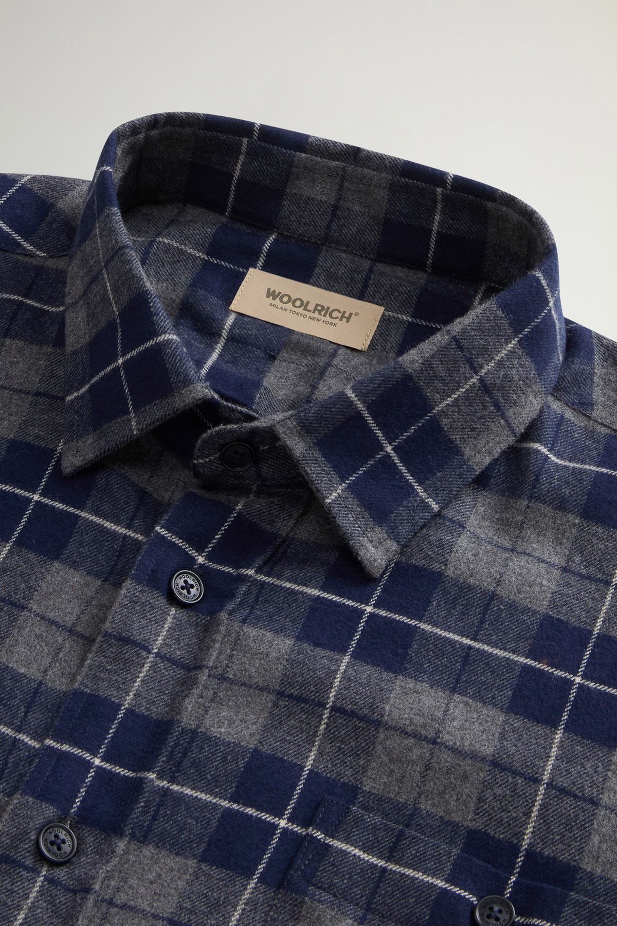 Pure Cotton Flannel Checked Shirt Blue photo 6 | Woolrich