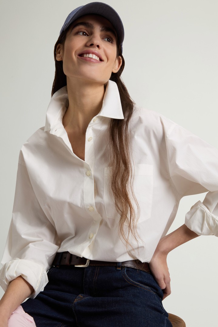 COTTON POPLIN BOYFRIEND SHIRT White photo 4 | Woolrich