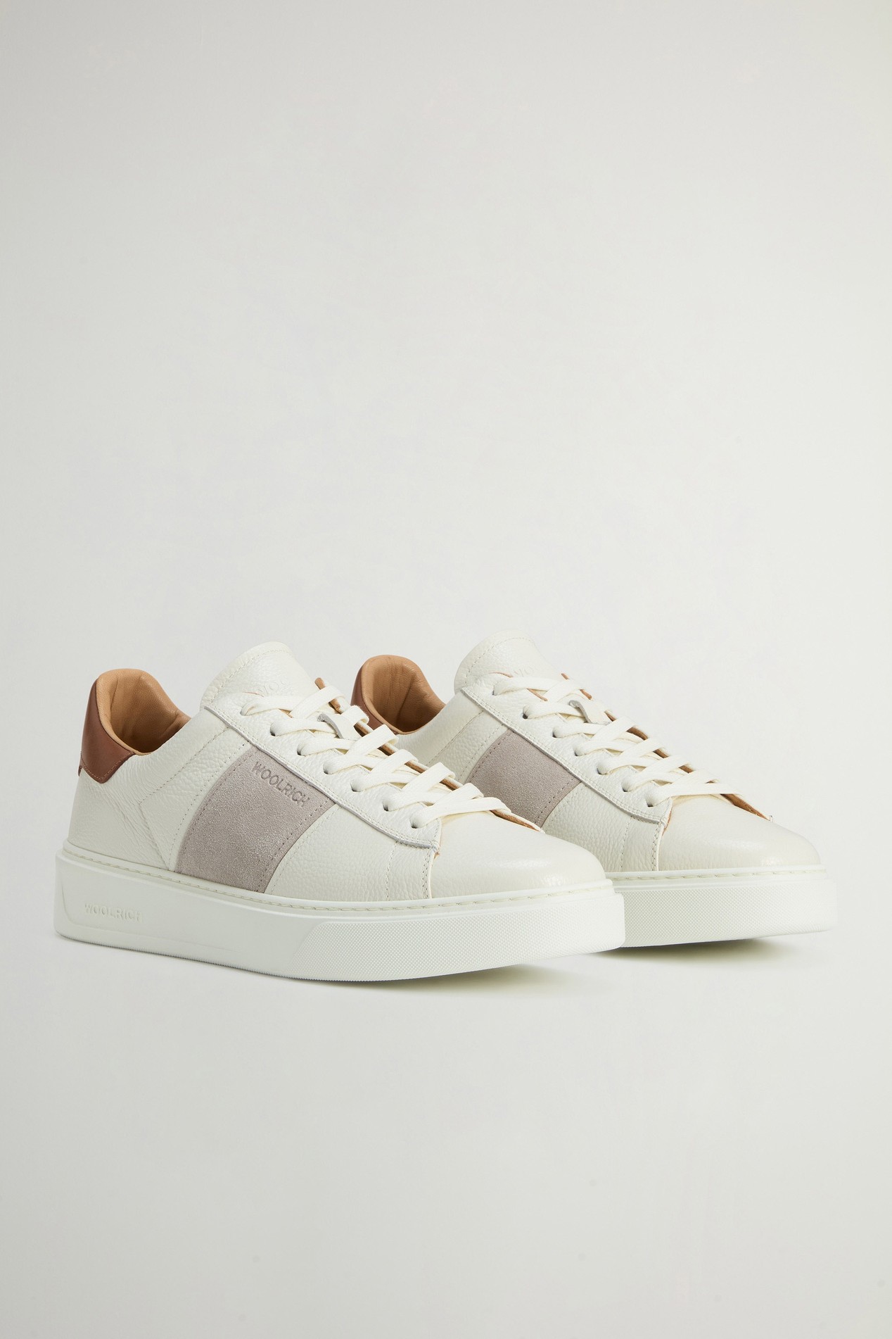 Classic Court Sneakers in Leather and Suede White photo 2 | Woolrich