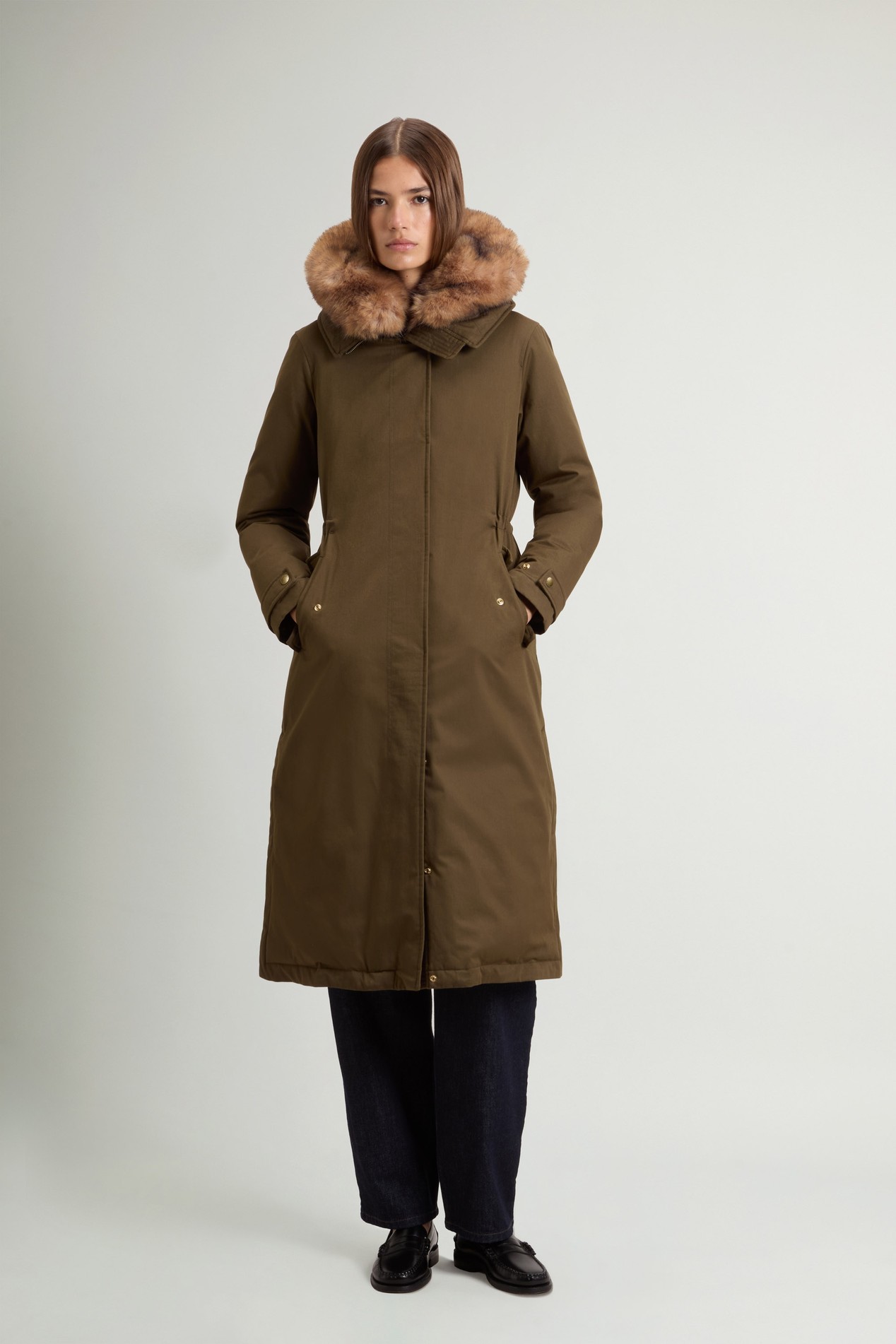 BEST COTTON FAUX FUR PARKA Vert photo 1 | Woolrich