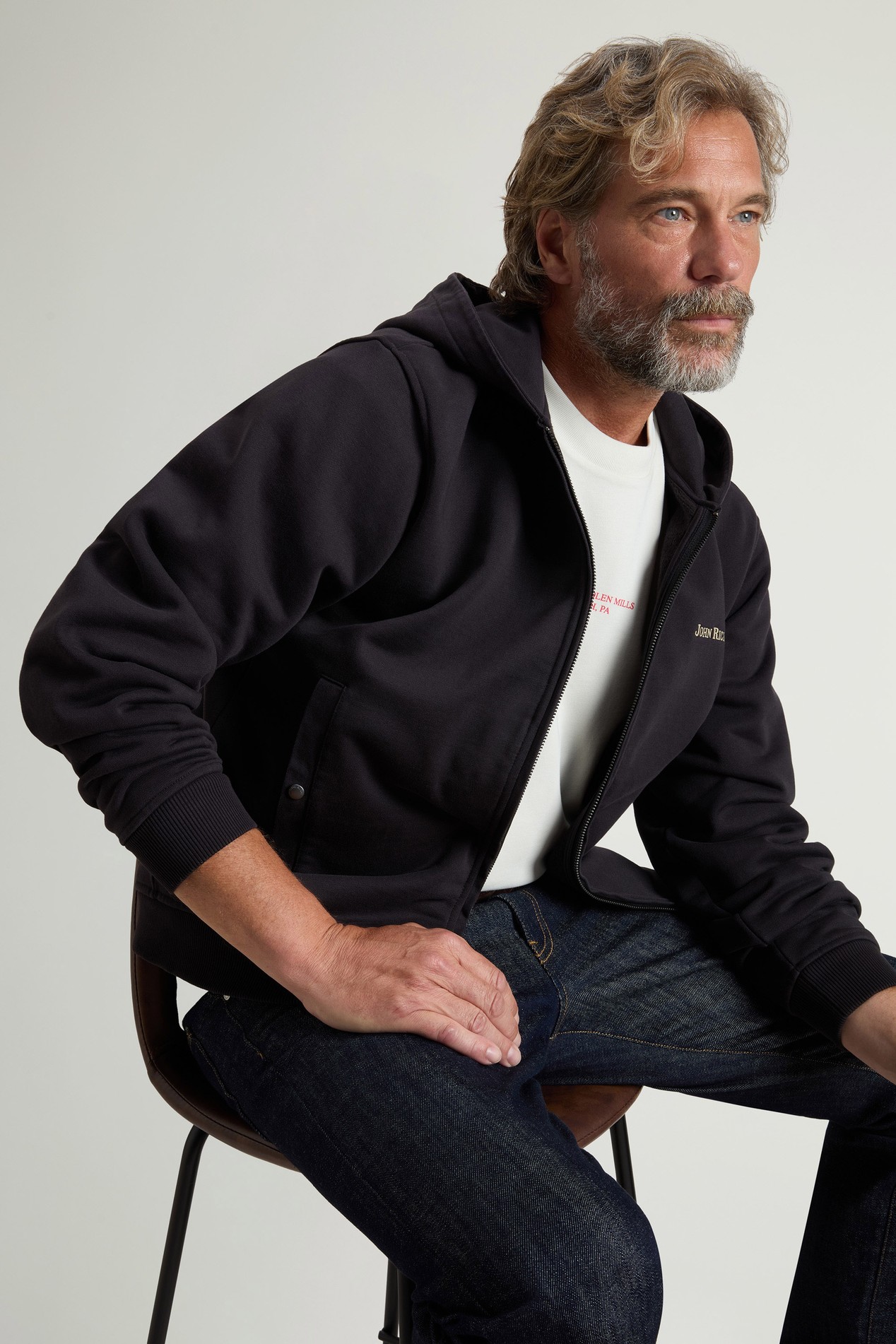 Full-Zipper Hoodie in Cotton Blend Black photo 4 | Woolrich
