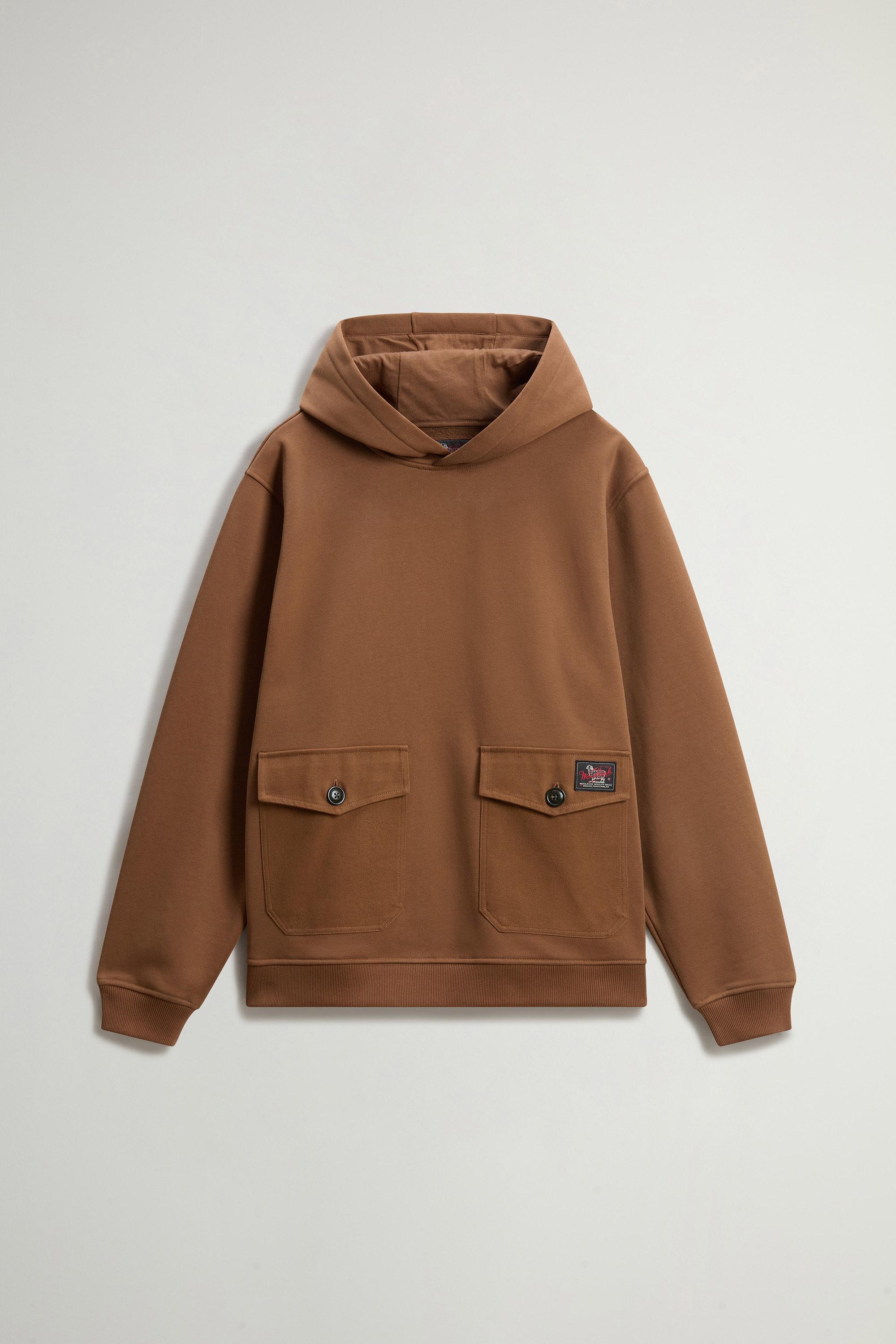 Kapuzenpullover aus einer Baumwollmischung mit Tasche Braun photo 5 | Woolrich