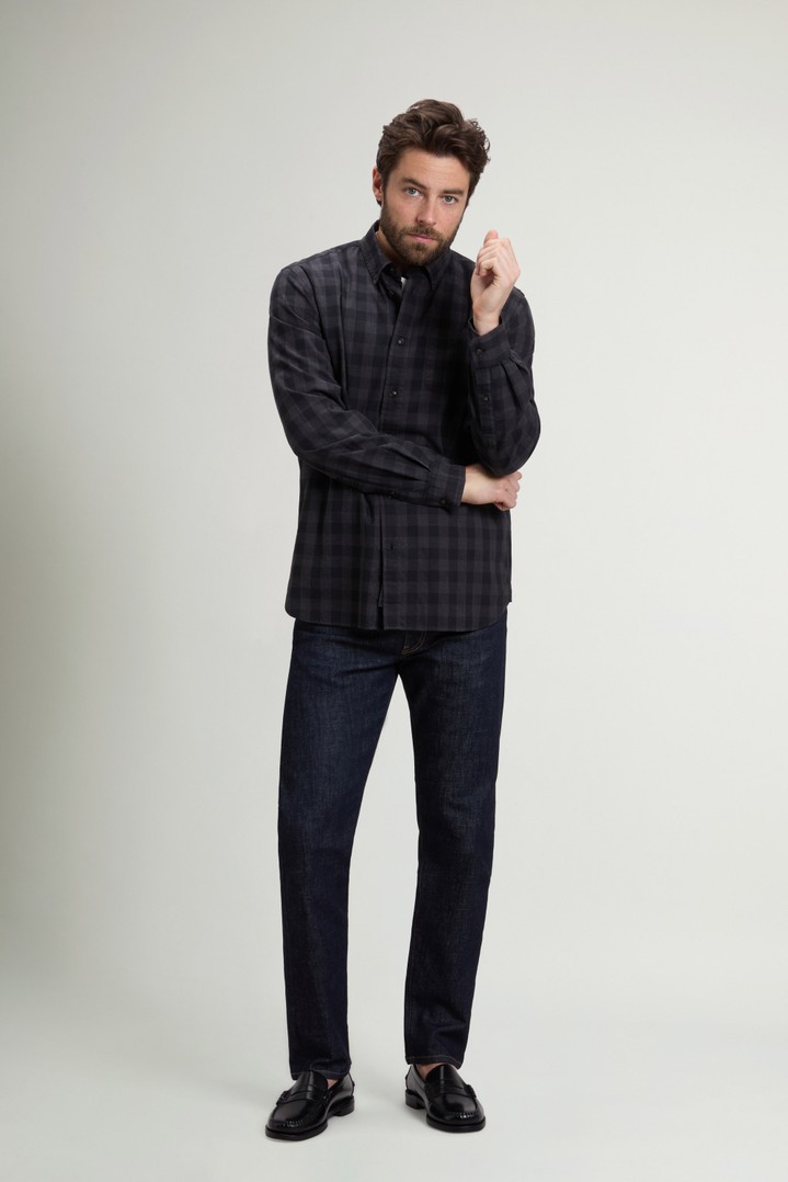 Button-Down Checked Shirt in Pure Cotton Flannel Gray photo 2 | Woolrich