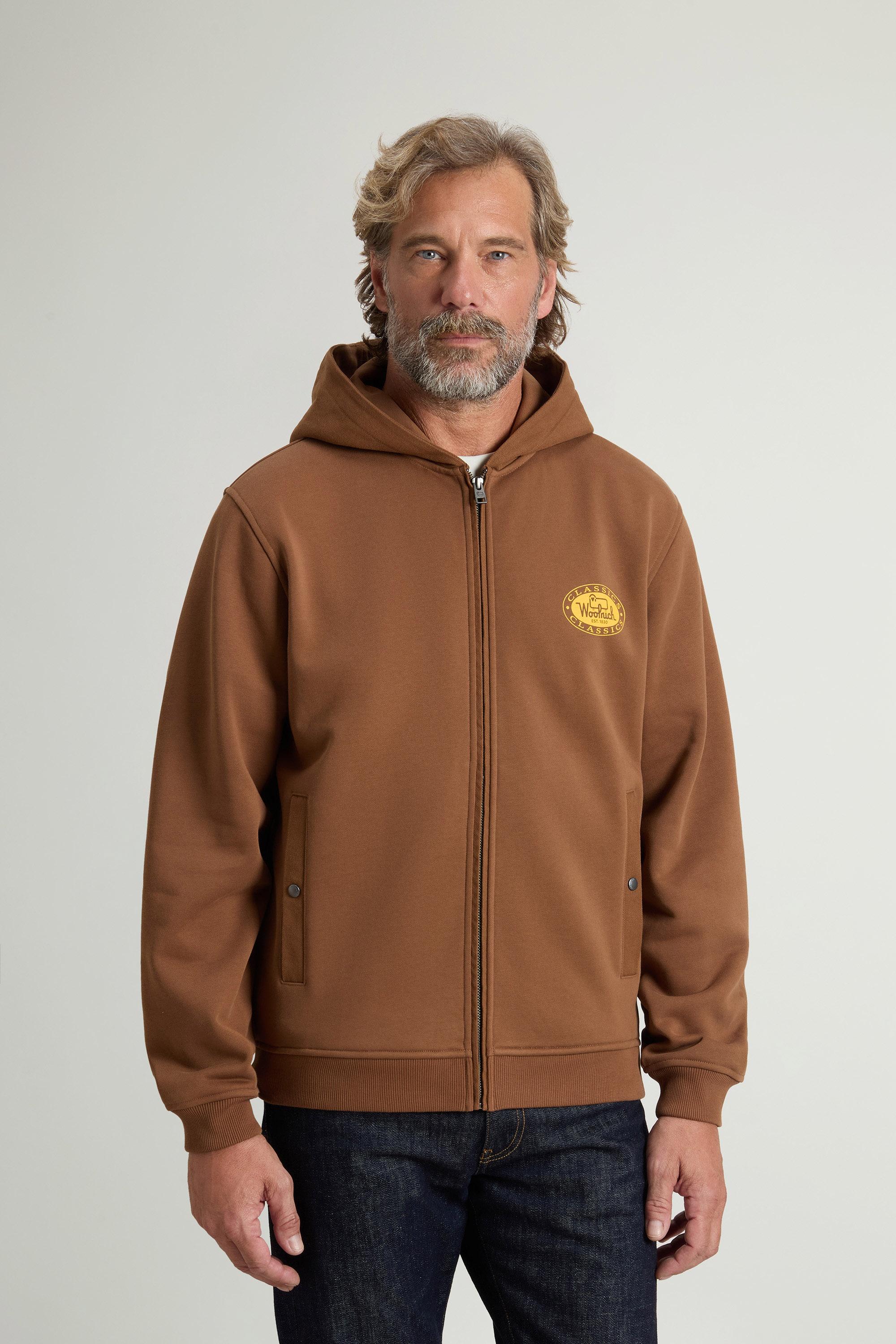 Full-Zipper Hoodie in Cotton Blend Brown photo 1 | Woolrich