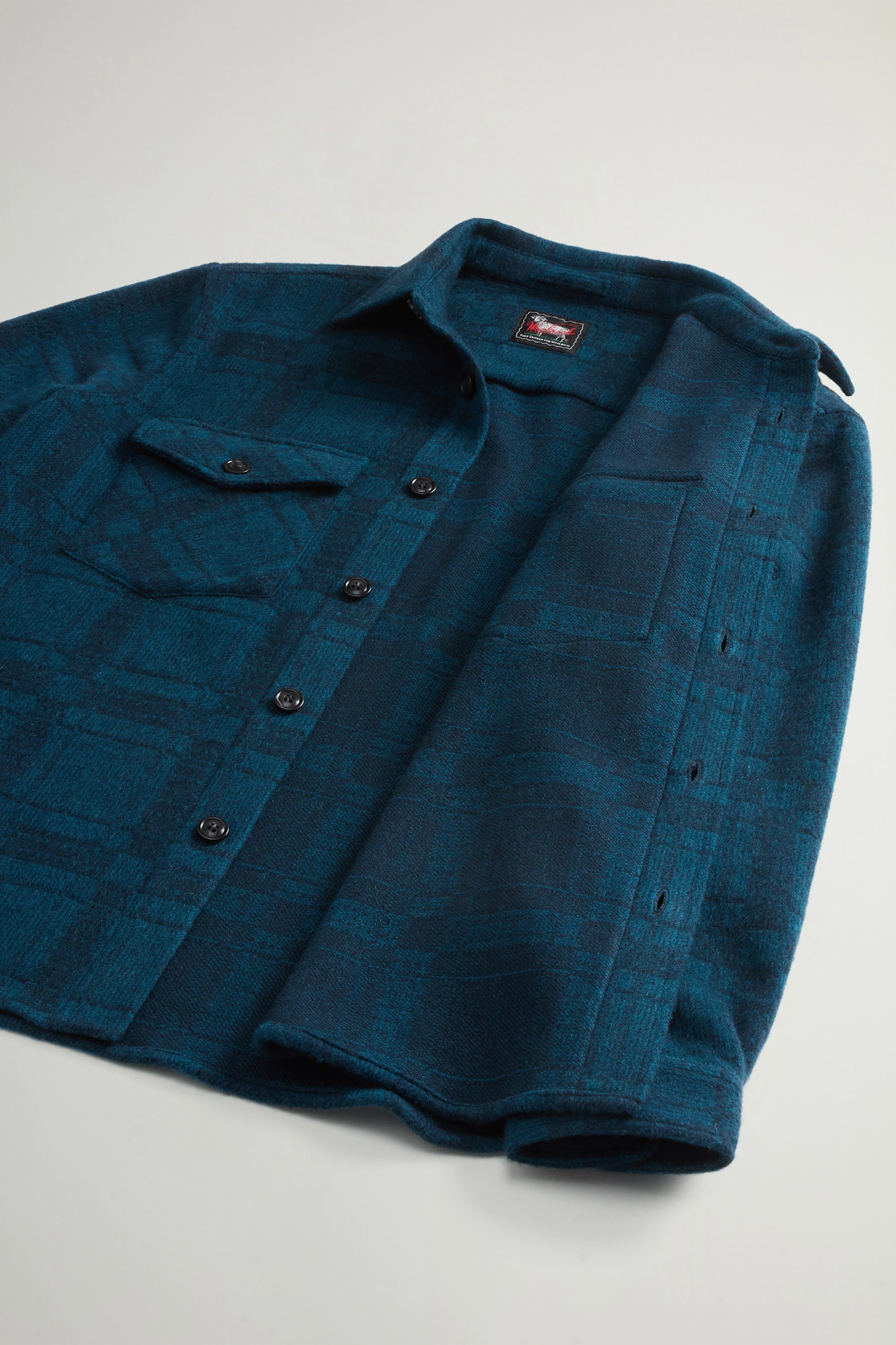 Checked Overshirt in Pure Cashmere by Todd Snyder Blue photo 11 | Woolrich