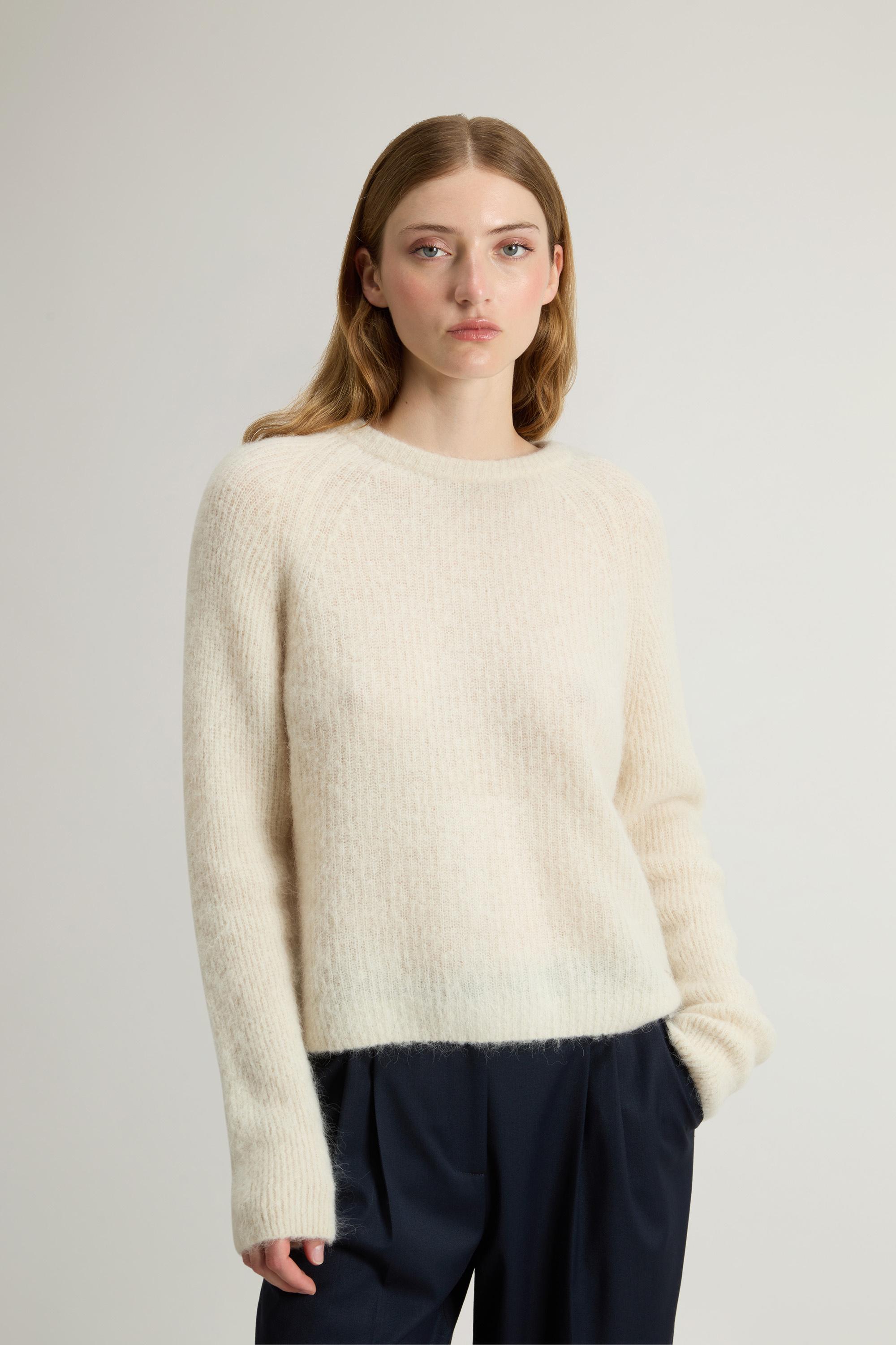 Garment-Dyed Crewneck Sweater in Alpaca and Wool Blend White photo 1 | Woolrich